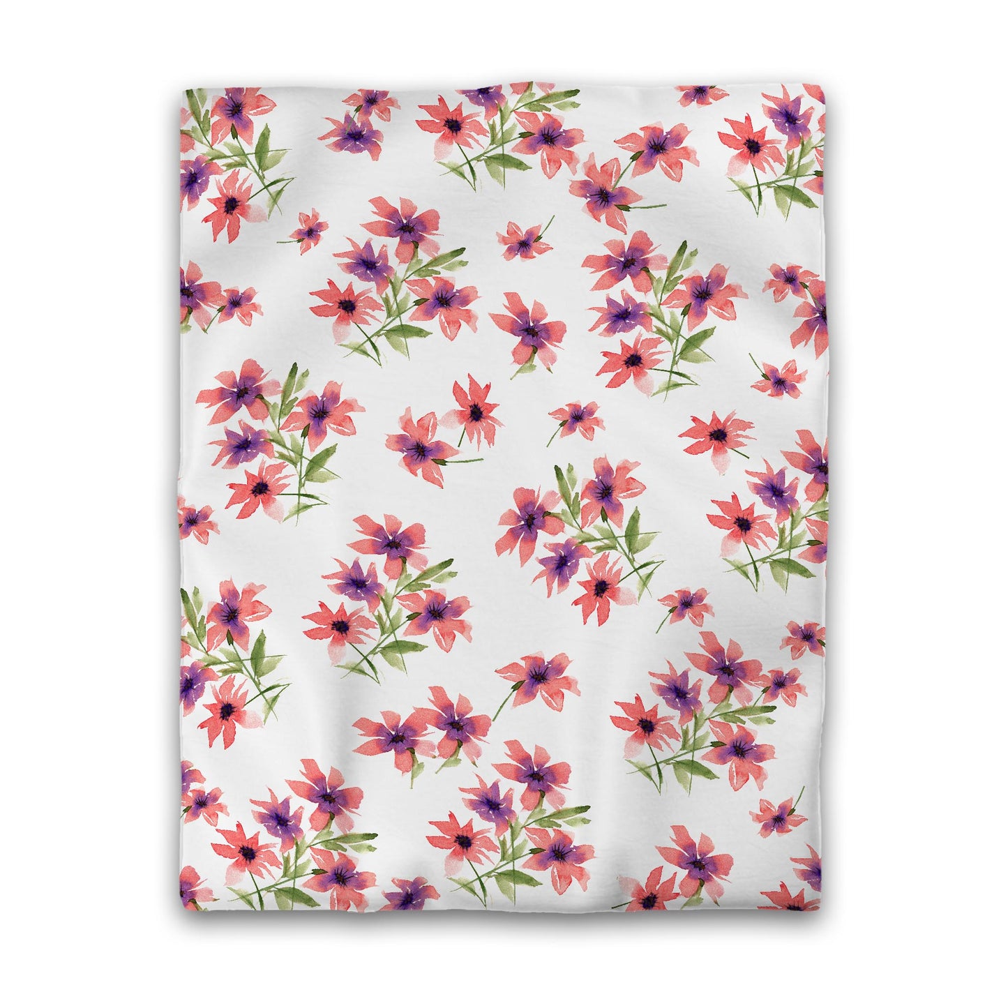 White Microfiber Duvet, Large Pink Floral Print, Twin - 68 x 88 inches