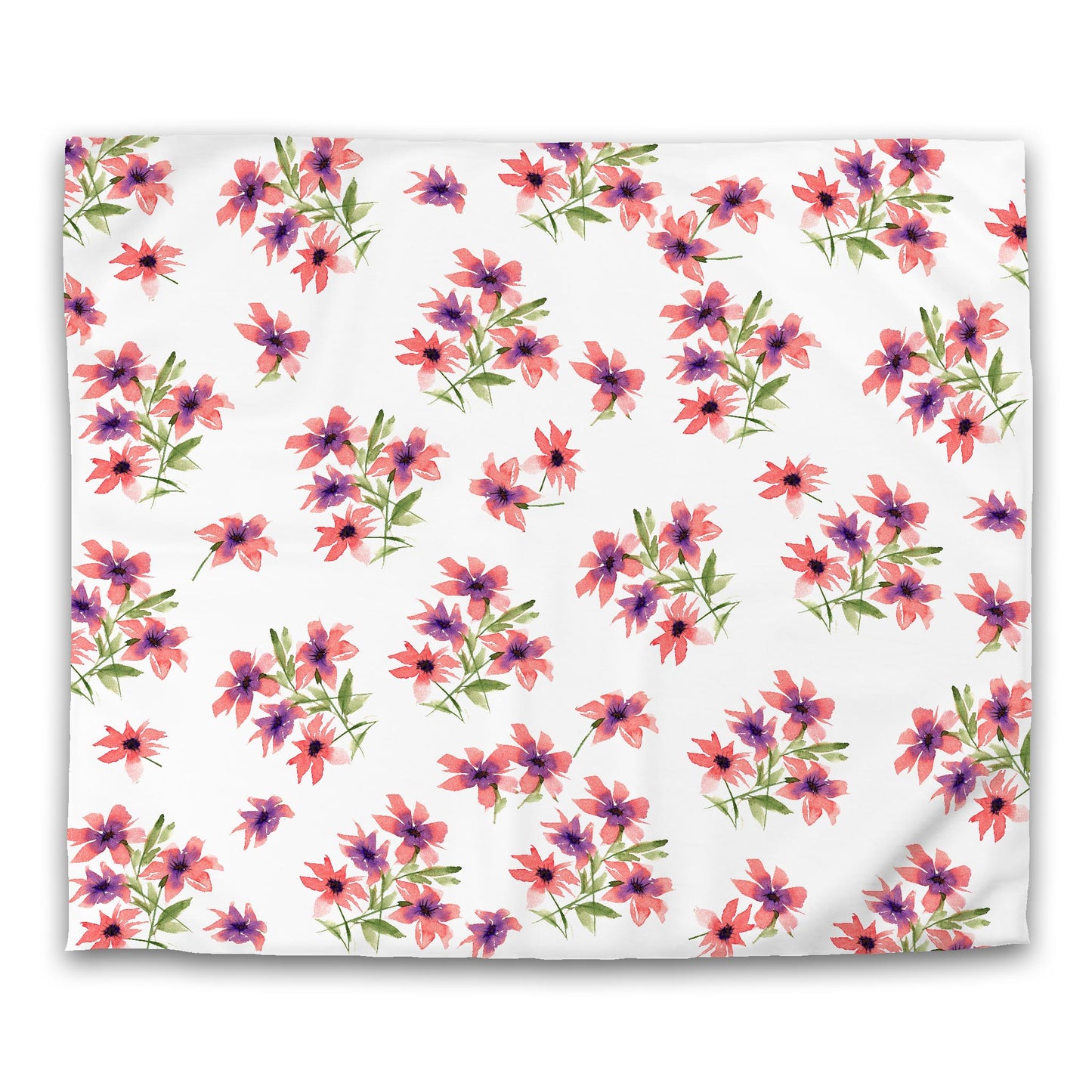 White Microfiber Duvet, Large Pink Floral Print, King - 104 x 88 inches