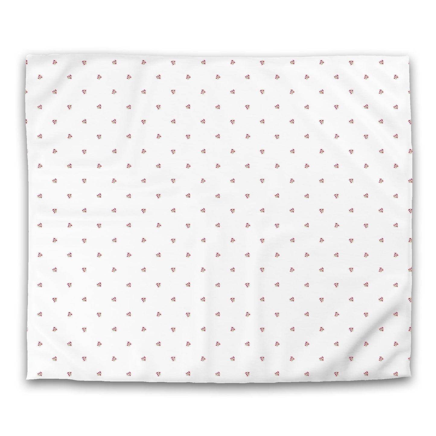 White Microfiber Duvet, Small Pink Floral Pattern, King - 104 x 88 inches