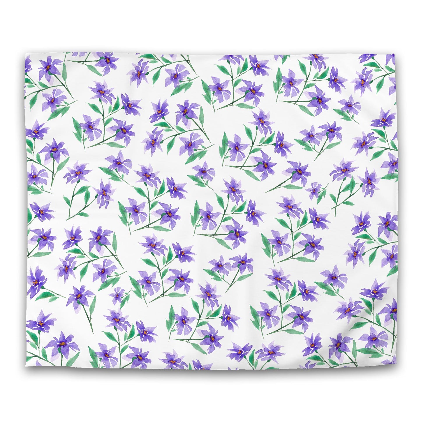 White Microfiber Duvet, Large Purple Floral Print, King - 104 x 88 inches