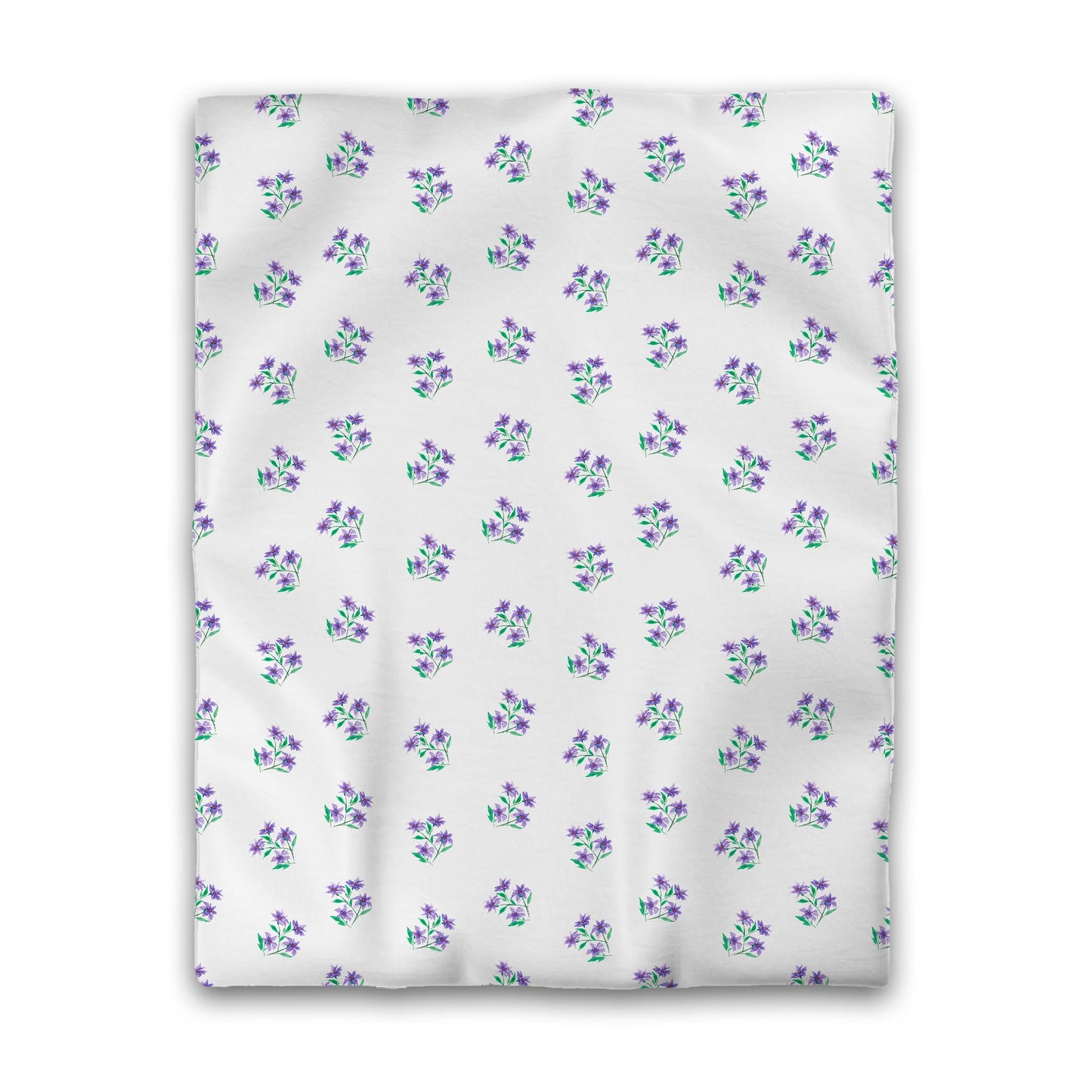 Off-White Cotton Sateen Duvet, Medium Purple Floral Pattern, Twin - 70 x 90 inches