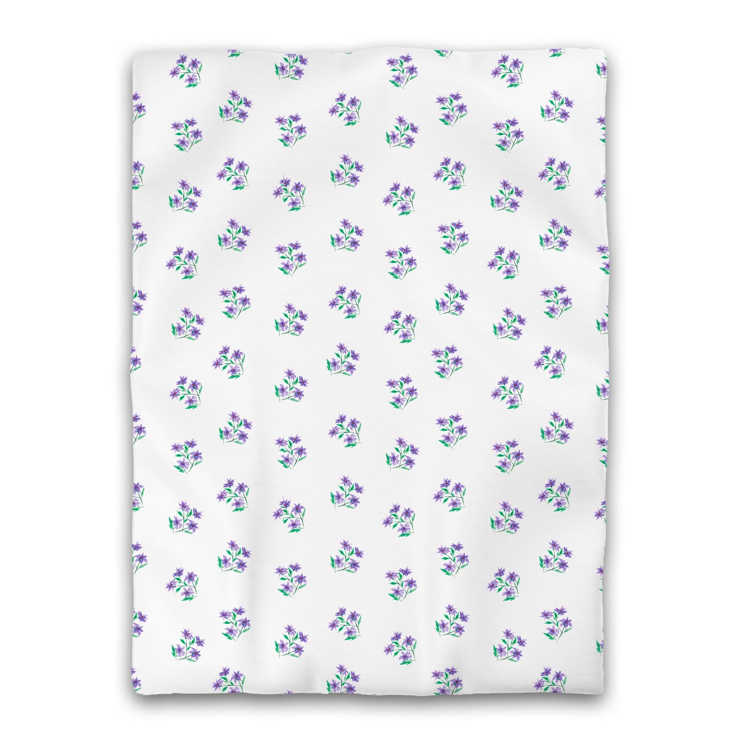 White Microfiber Duvet, Medium Purple Floral Pattern, Twin XL - 68 x 92 inches