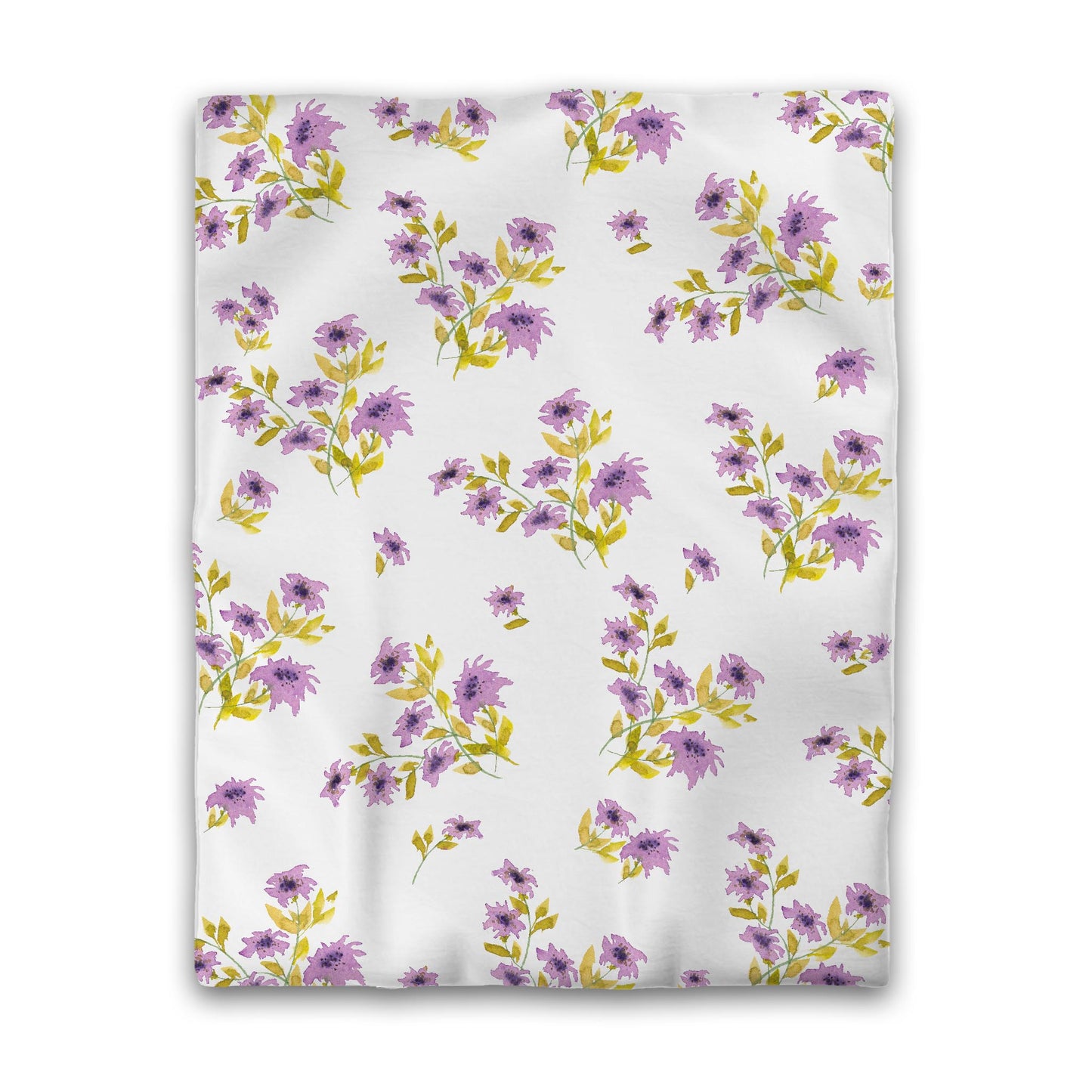 Off-White Cotton Sateen Duvet, Large Mauve Floral Print, Twin - 70 x 90 inches