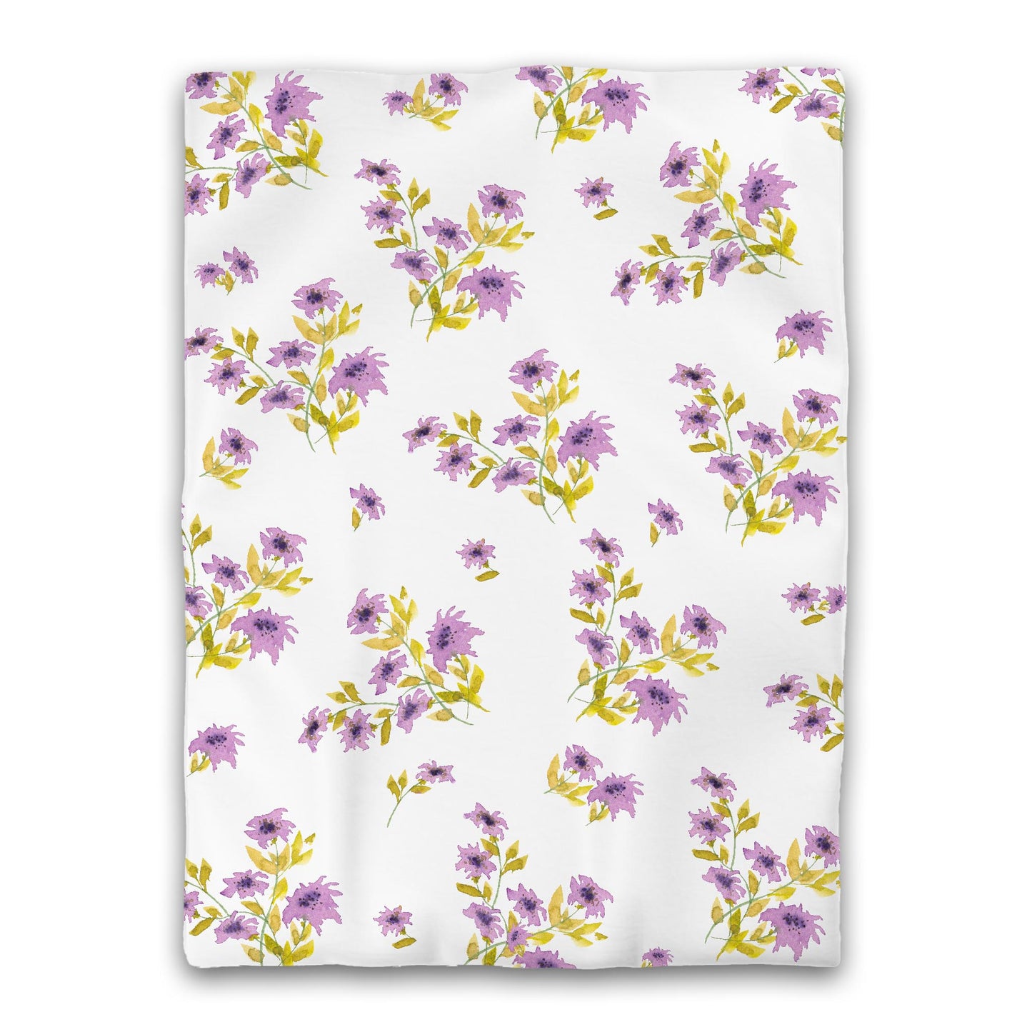 White Microfiber Duvet, Large Mauve Floral Print, Twin XL - 68 x 92 inches