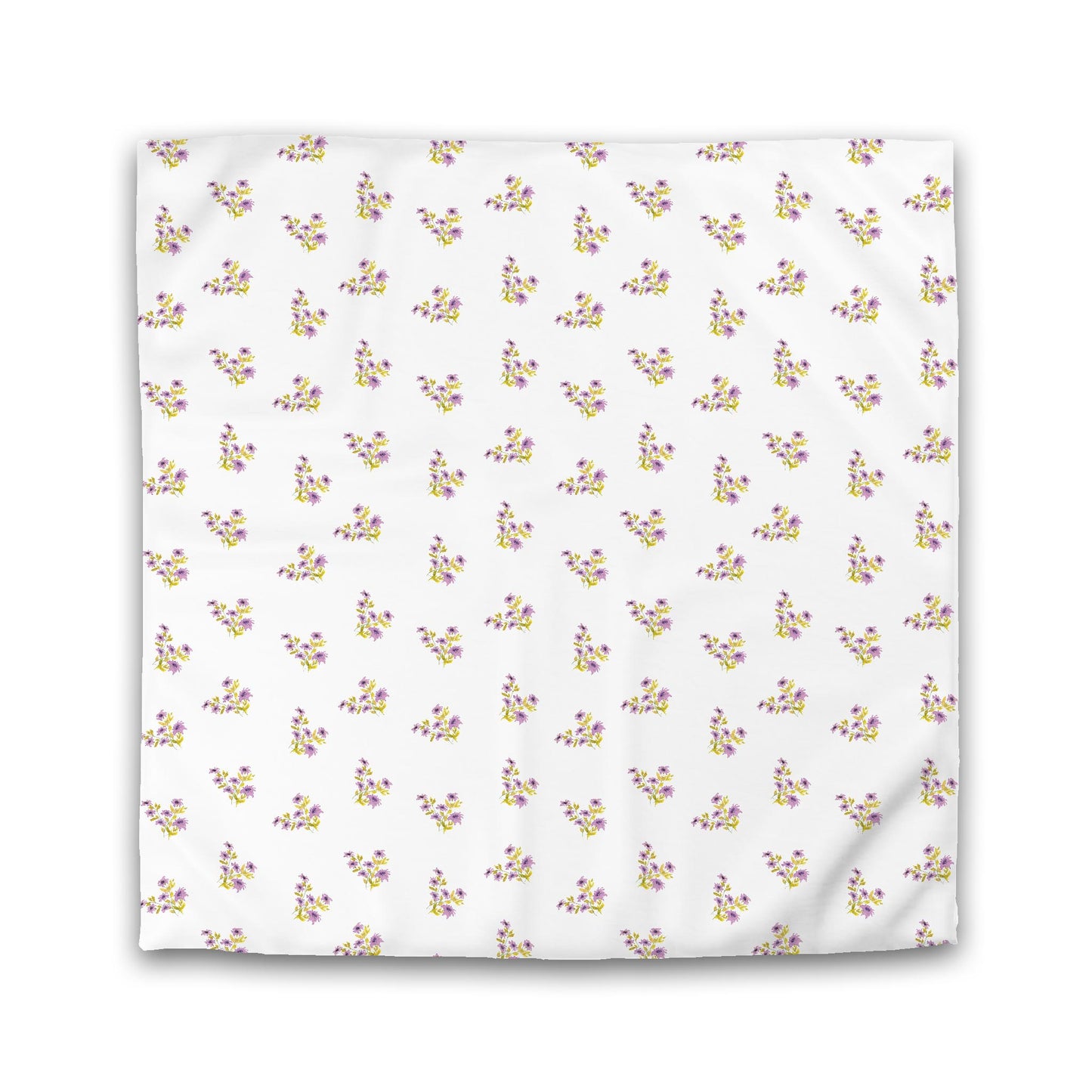 Off-White Cotton Sateen Duvet, Medium Mauve Floral Pattern, Queen - 90 x 90 inches