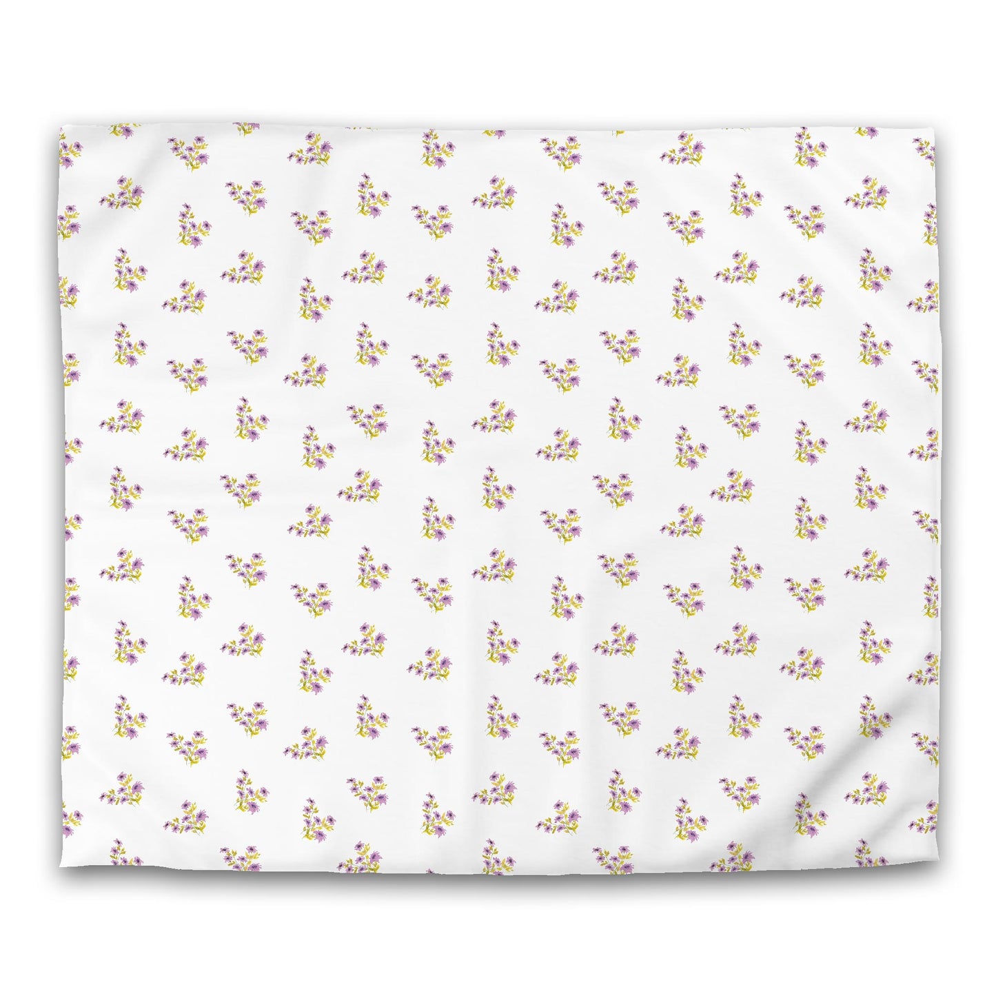 Off-White Cotton Sateen Duvet, Medium Mauve Floral Pattern, King - 106 x 92 inches