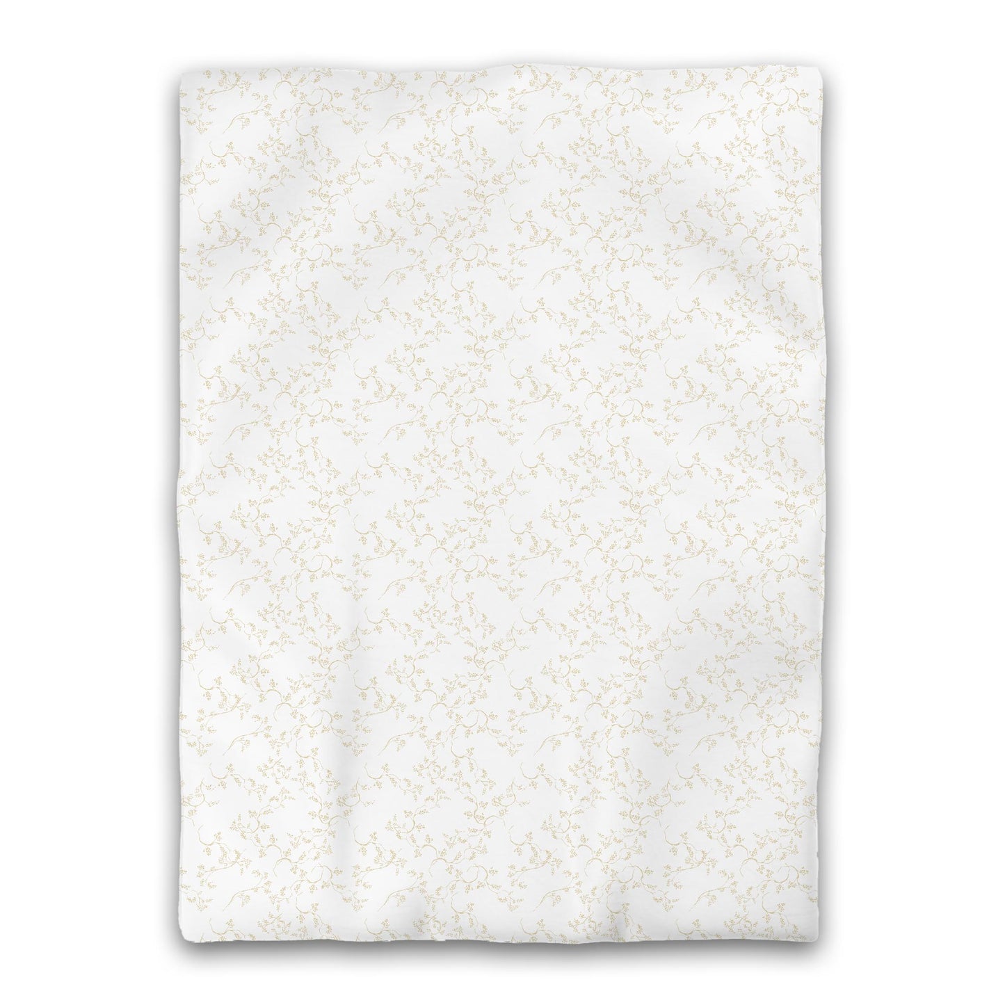 White Microfiber Duvet Cover, Desert Sand Hand-painted Vine Print, Twin XL (width x length) 68 x 92 inches / 173 x 234 cm