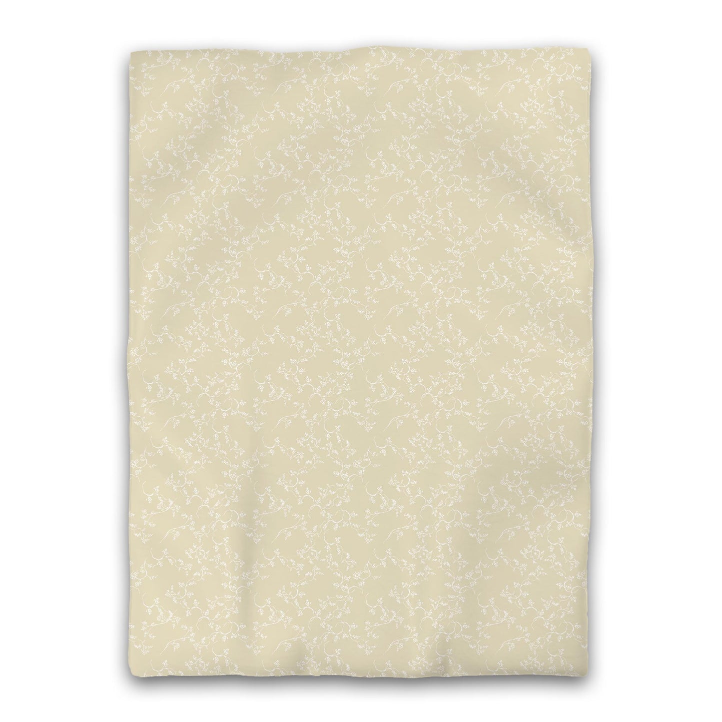Desert Sand Microfiber Duvet Cover, White Hand-painted Vine Print, Twin XL (width x length) 68 x 92 inches / 173 x 234 cm