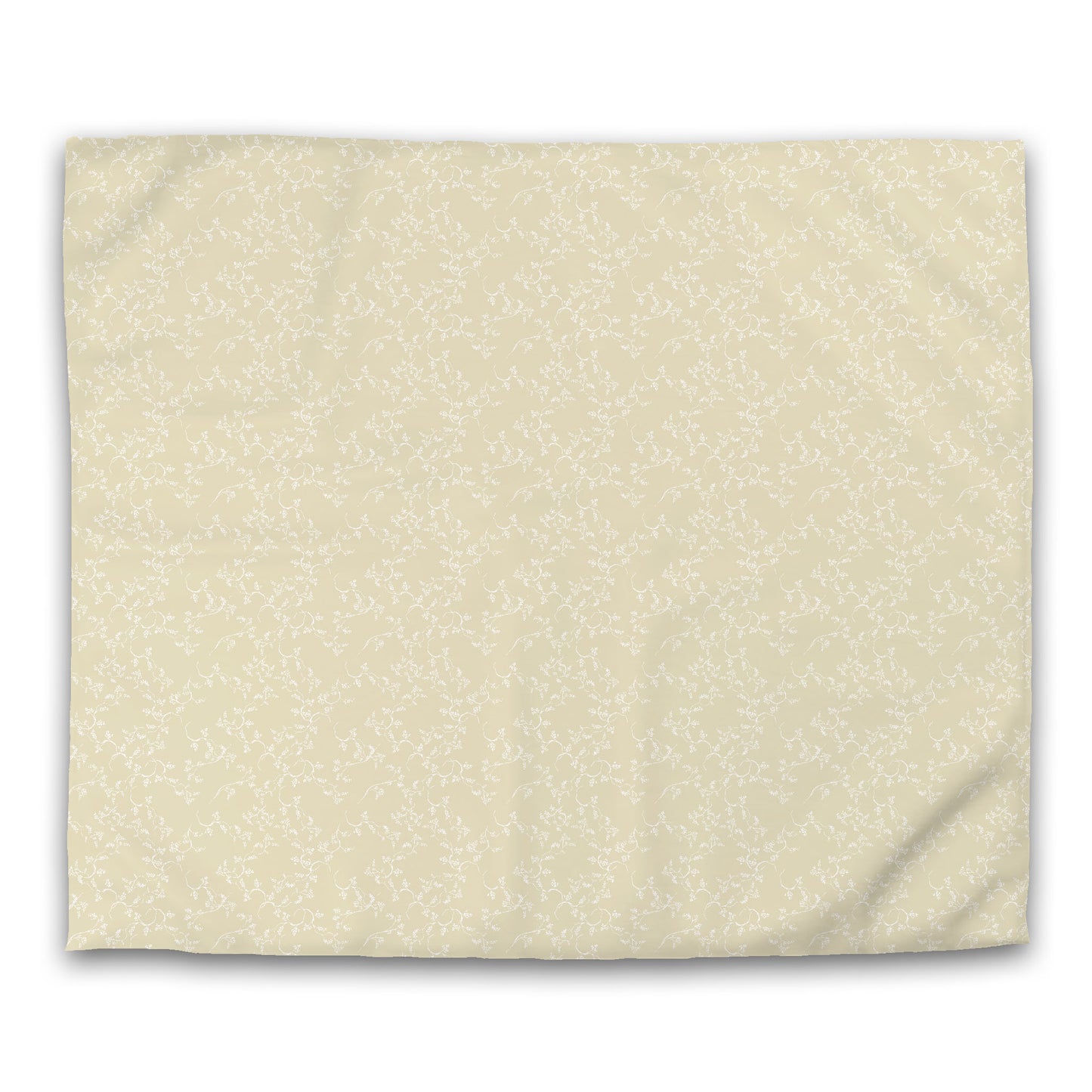 Tan Microfiber Duvet Cover, White Hand-painted Vine Print | MFDU-1371-182