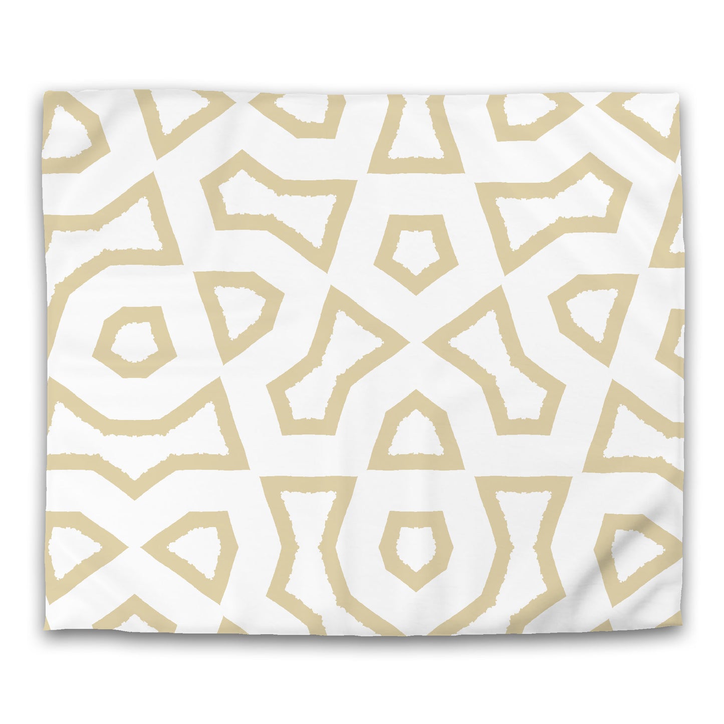 White Microfiber Duvet Cover with Tan Labyrinth Print #MFDU-1371-391