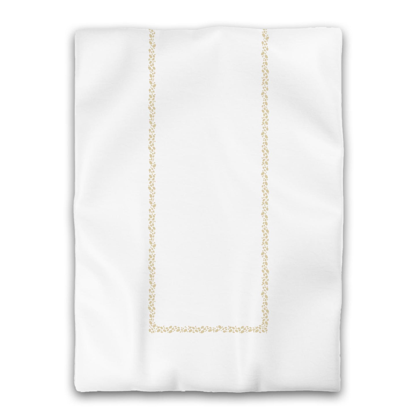 White Microfiber Duvet Cover, Tan Hand-painted Dab Motif Print, Classic Border | MFDU-1371-091