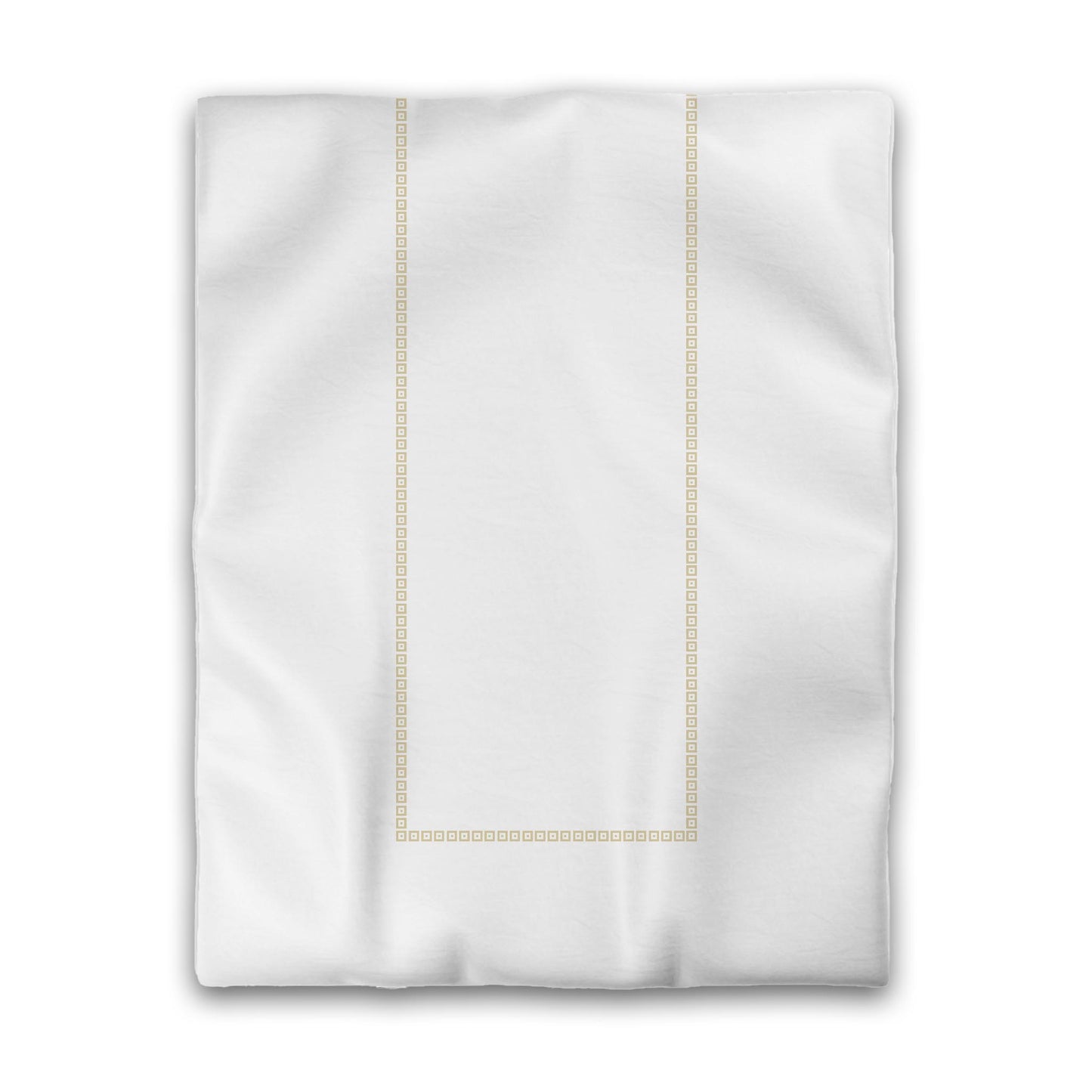 White Microfiber Duvet Cover, Tan Repeating Square Motif Print, Classic Border | MFDU-1371-121