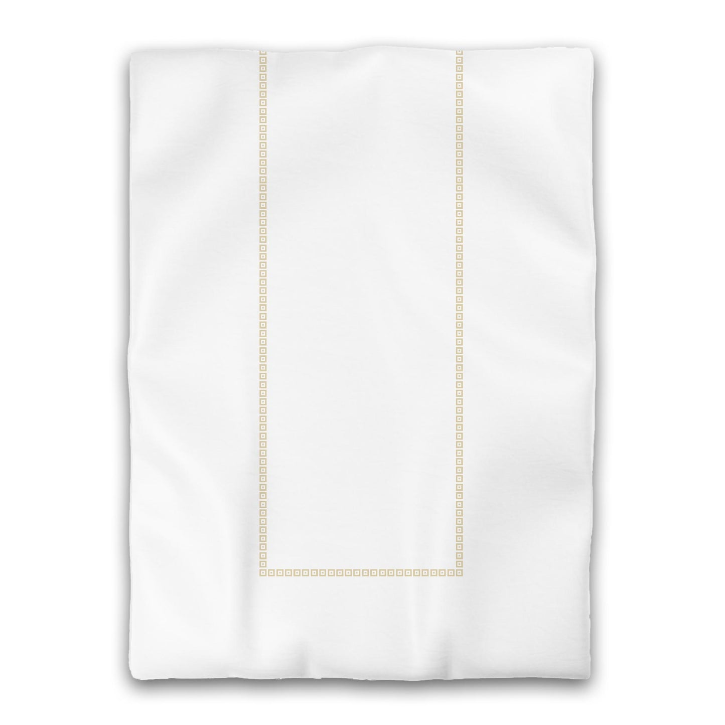 White Microfiber Duvet Cover, Tan Repeating Square Motif Print, Classic Border | MFDU-1371-121