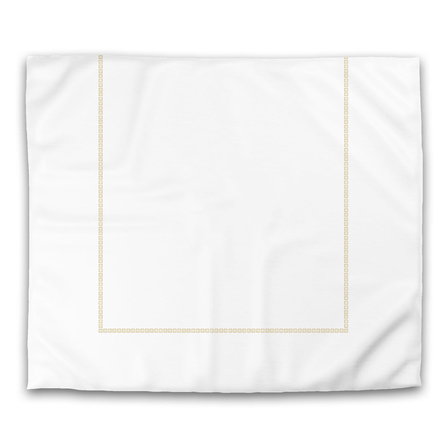 White Microfiber Duvet Cover, Tan Repeating Square Motif Print, Classic Border | MFDU-1371-121