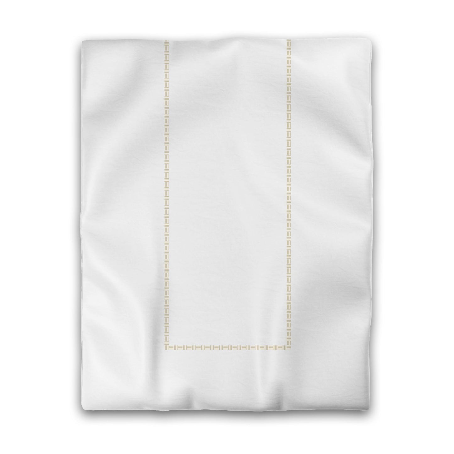 White Microfiber Duvet Cover, Tan Single Weave Motif Print, Classic Border | MFDU-1371-141