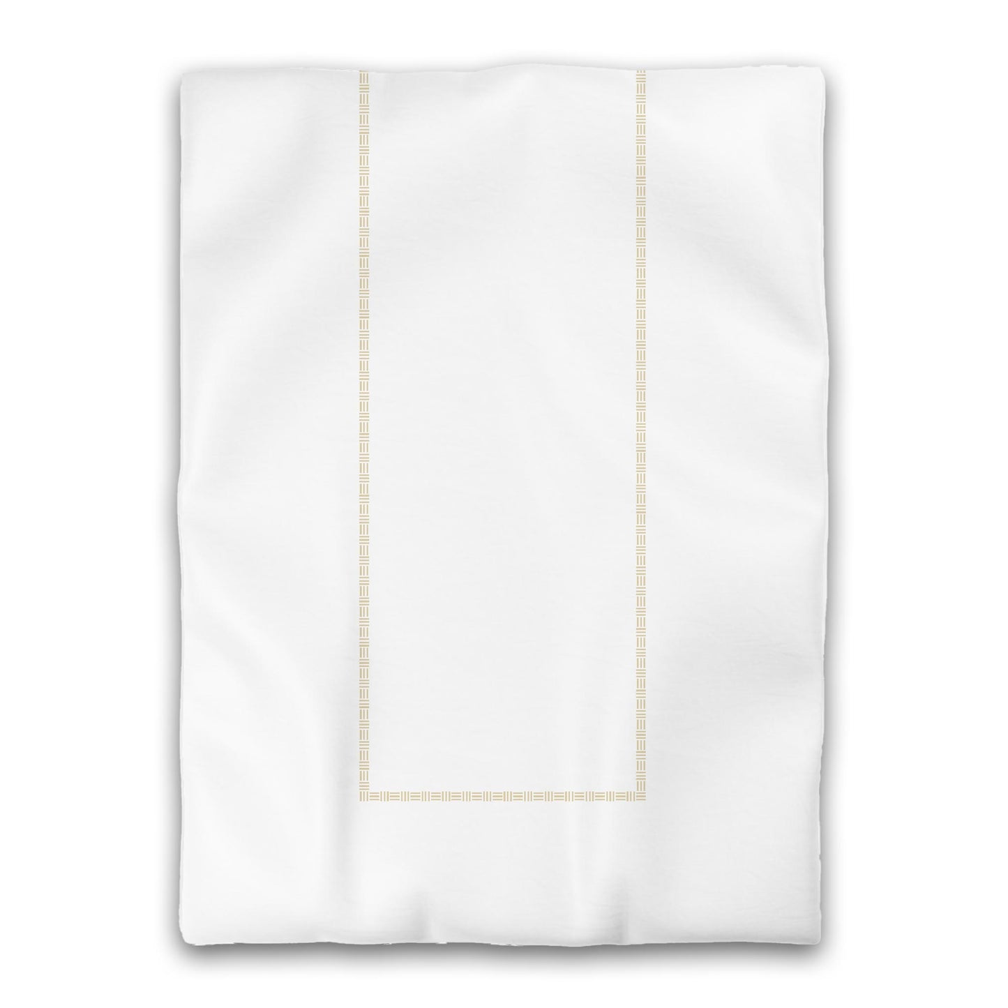 White Microfiber Duvet Cover, Tan Single Weave Motif Print, Classic Border | MFDU-1371-141