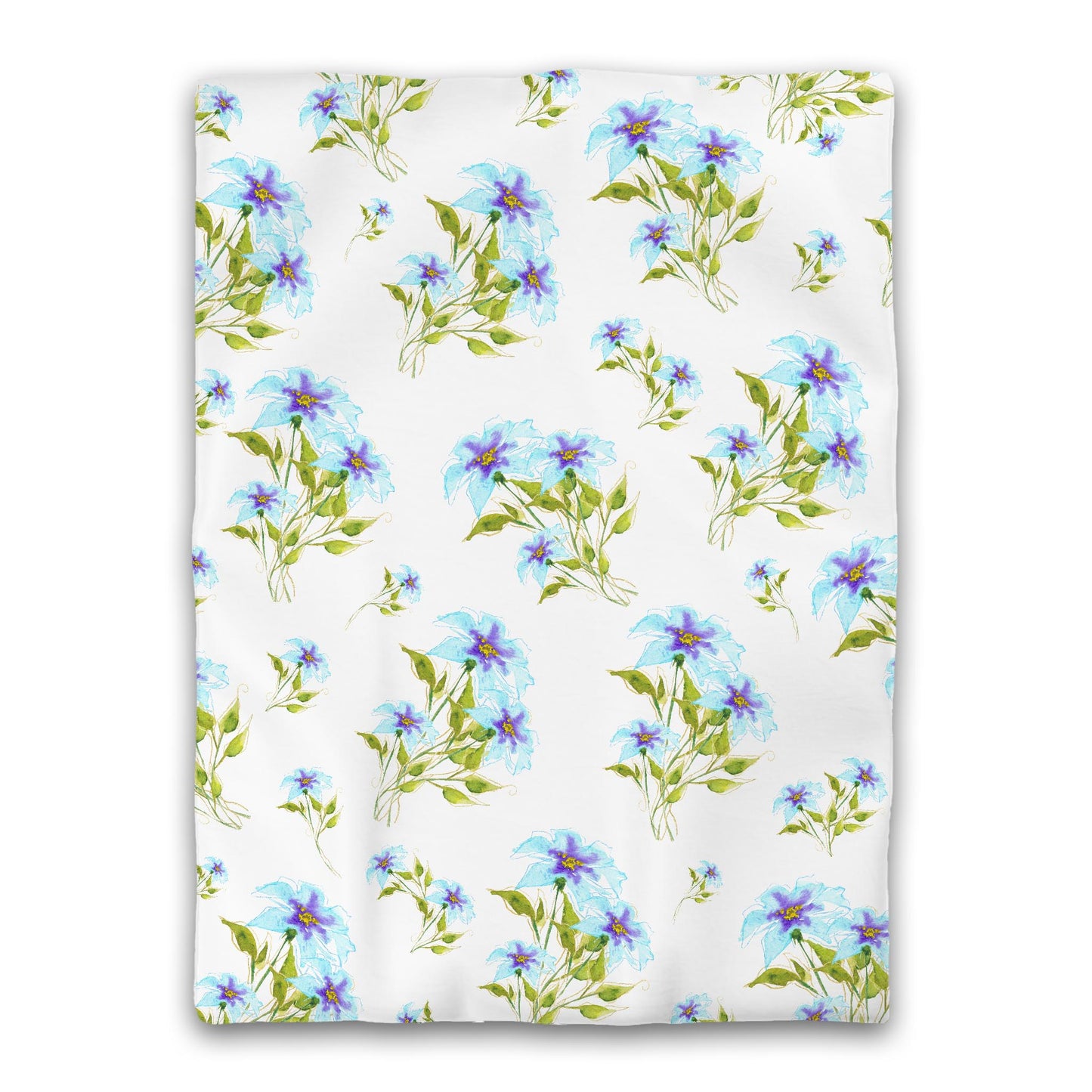 White Microfiber Duvet, Large Blue Floral Print, Twin XL - 68 x 92 inches