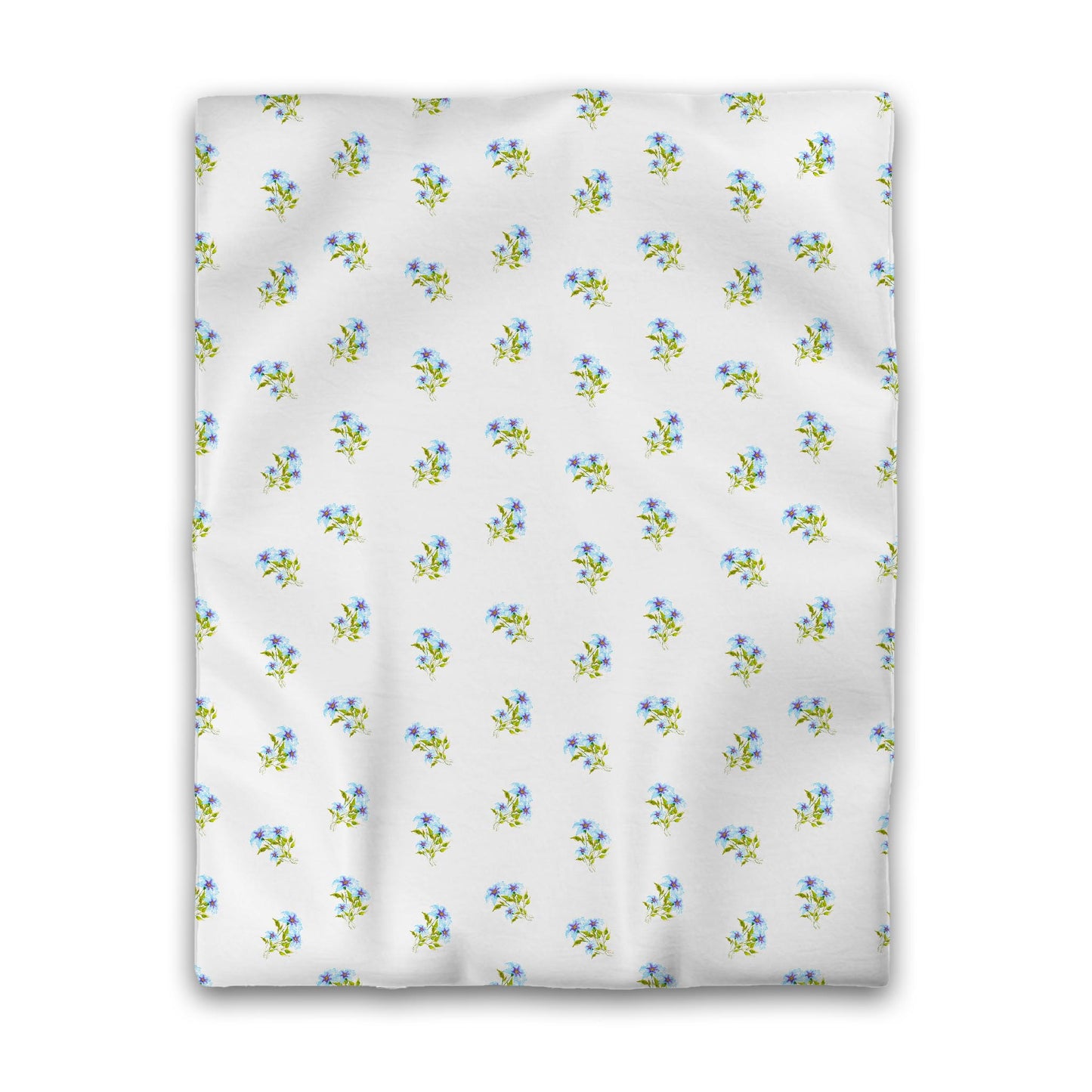 White Microfiber Duvet, Medium Blue Floral Pattern, Twin - 68 x 88 inches