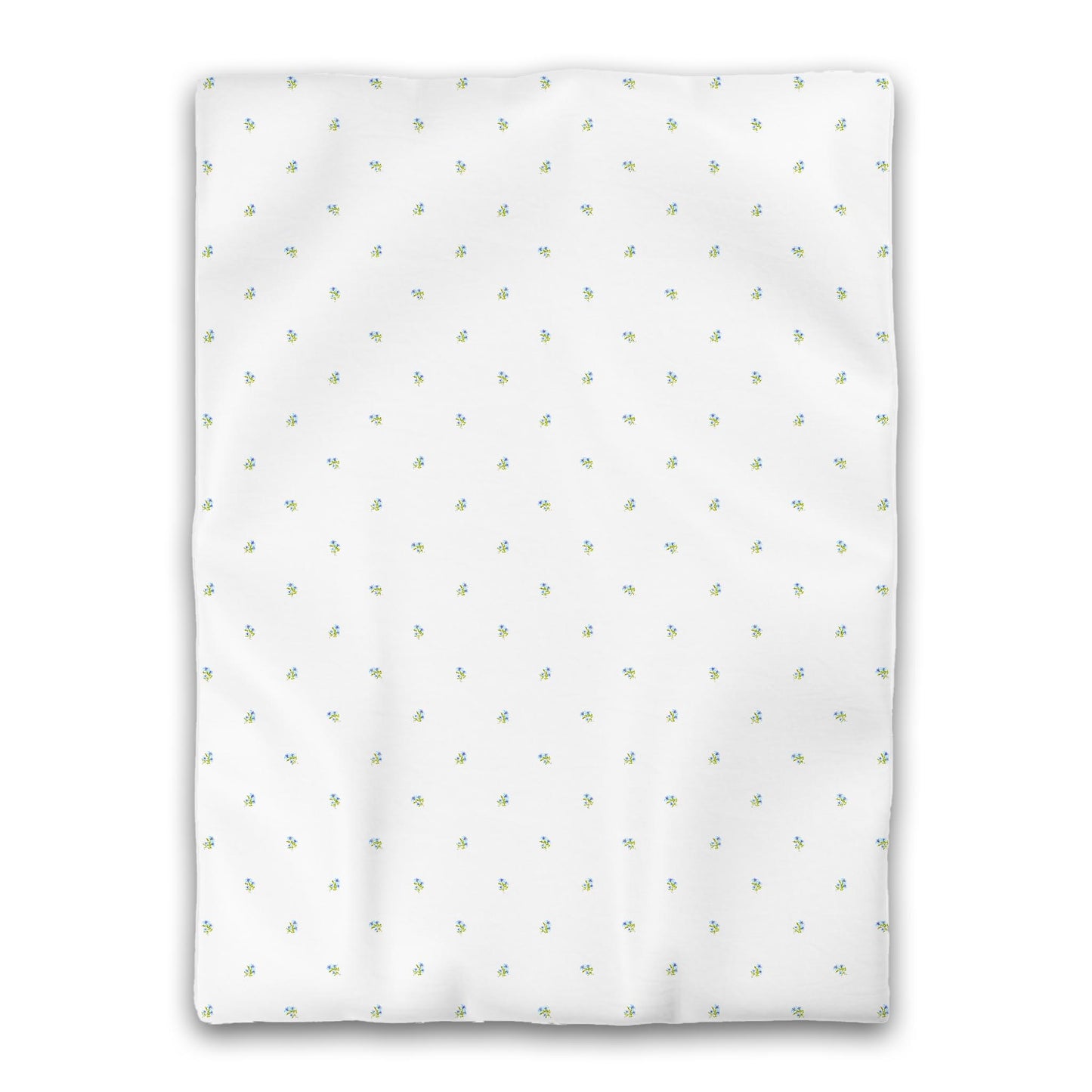 White Microfiber Duvet, Small Blue Floral Pattern, Twin XL - 68 x 92 inches