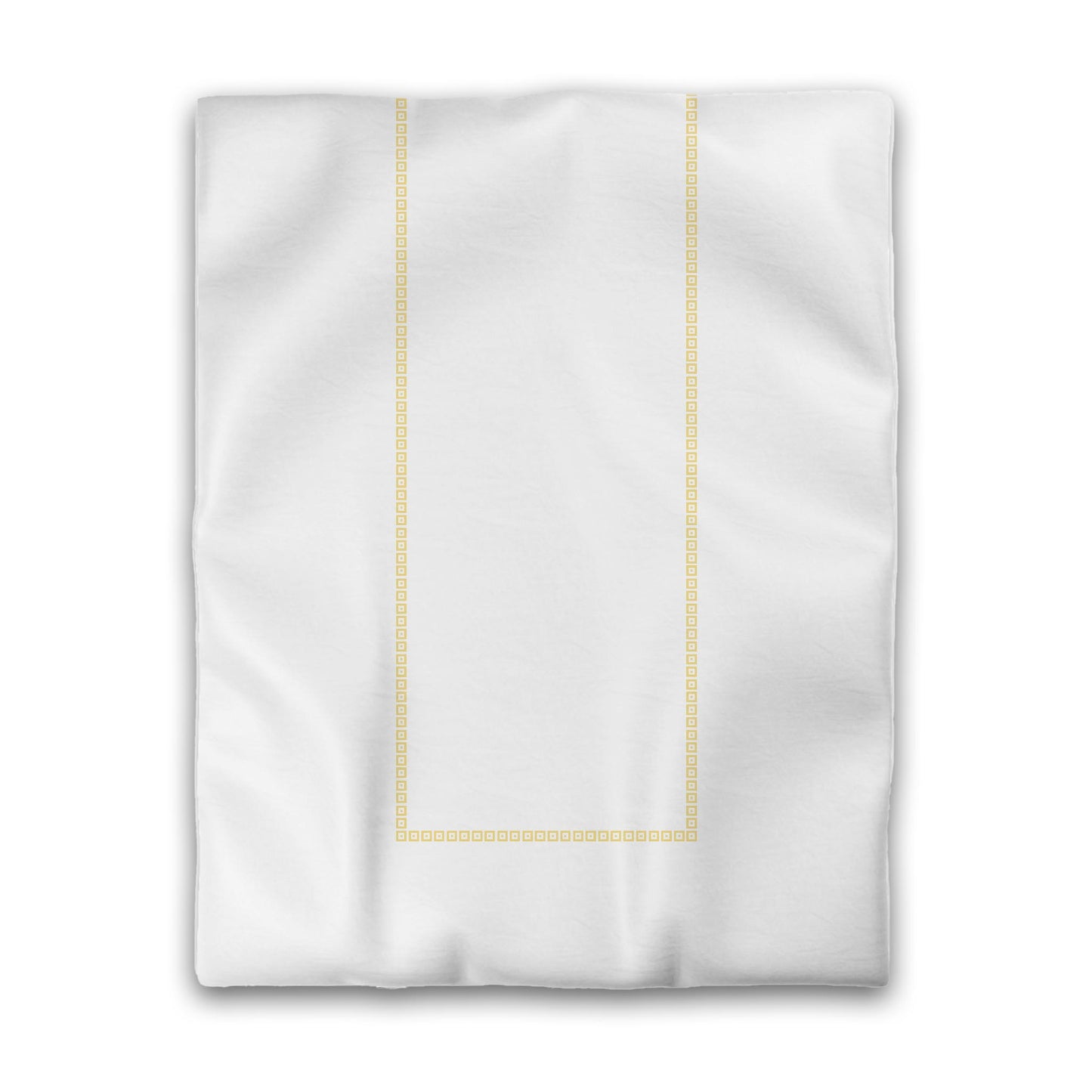 White Microfiber Duvet Cover, Yellow Repeating Square Motif Print, Classic Border, Twin (width x length) 68 x 88 inches / 173 x 224 cm
