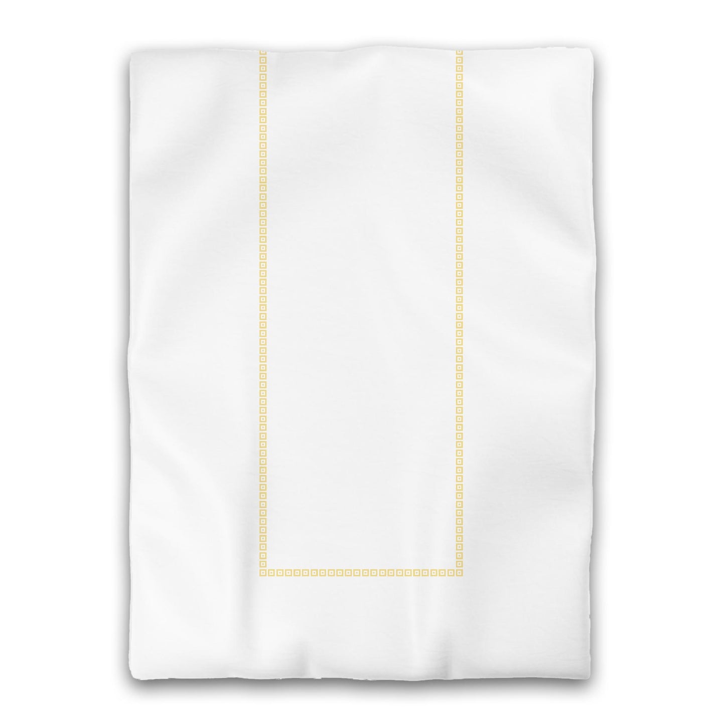 White Microfiber Duvet Cover, Yellow Repeating Square Motif Print, Classic Border, Twin XL (width x length) 68 x 92 inches / 173 x 234 cm