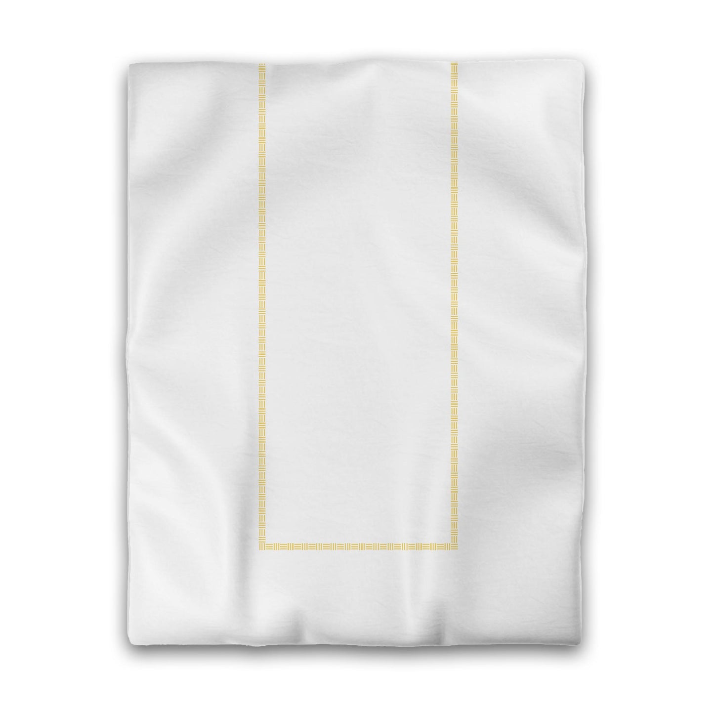 White Microfiber Duvet Cover, Yellow Single Weave Motif Print, Classic Border, Twin (width x length) 68 x 88 inches / 173 x 224 cm