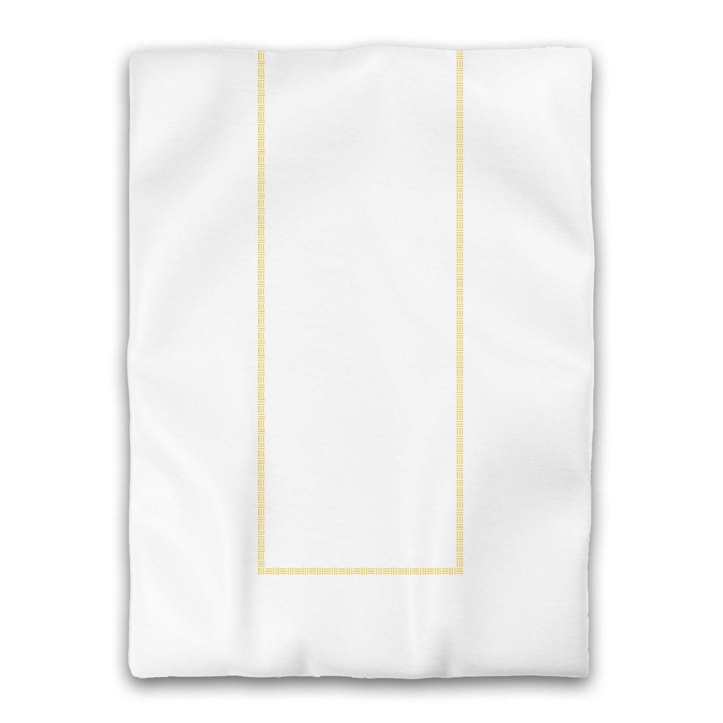 White Microfiber Duvet Cover, Yellow Single Weave Motif Print, Classic Border, Twin XL (width x length) 68 x 92 inches / 173 x 234 cm