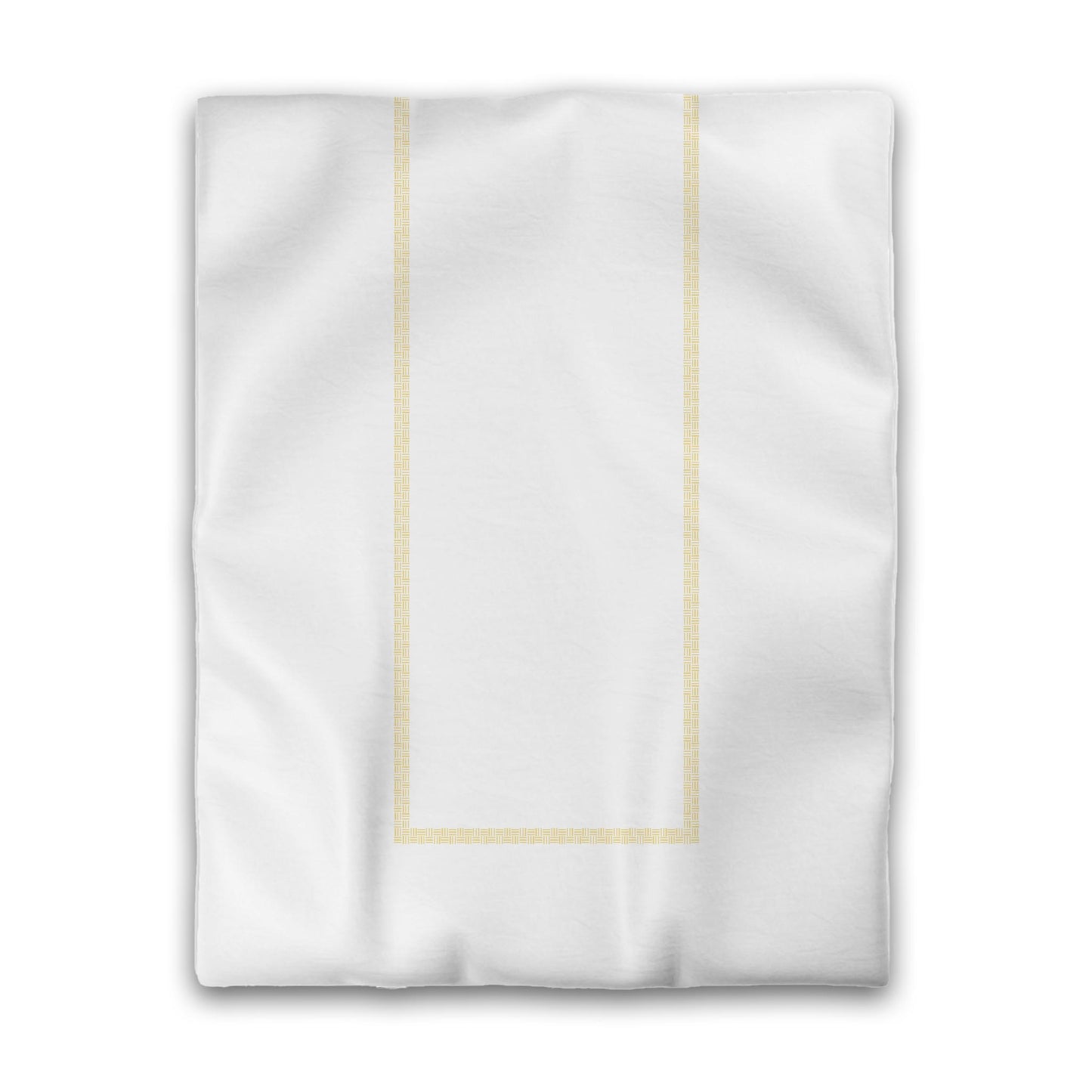 White Microfiber Duvet Cover, Yellow Double Weave Motif Print, Classic Border, Twin (width x length) 68 x 88 inches / 173 x 224 cm
