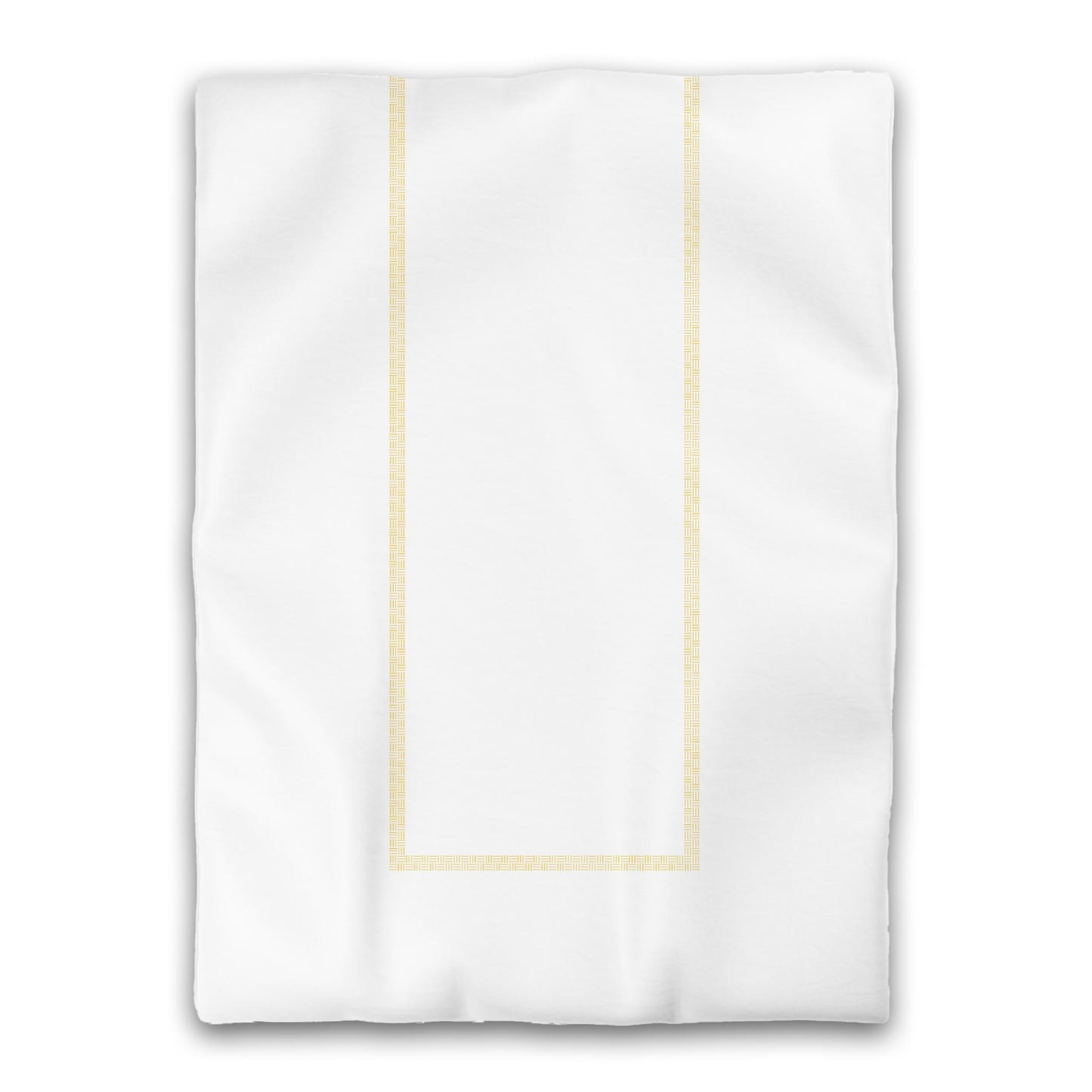 White Microfiber Duvet Cover, Yellow Double Weave Motif Print, Classic Border, Twin XL (width x length) 68 x 92 inches / 173 x 234 cm