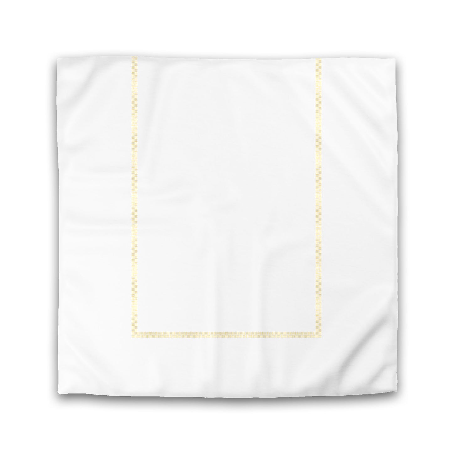 White Microfiber Duvet Cover, Yellow Double Weave Motif Print, Classic Border, King (width x length) 104 x 88 inches / 264 x 224 cm
