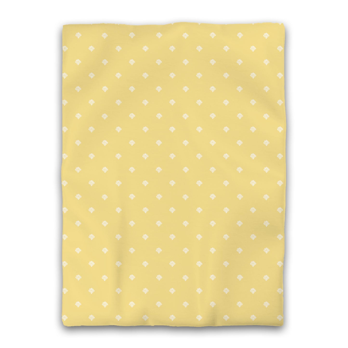 Yellow Microfiber Duvet Cover, White Hand-painted Swizzle Motif Print, Twin XL (width x length) 68 x 92 inches / 173 x 234 cm