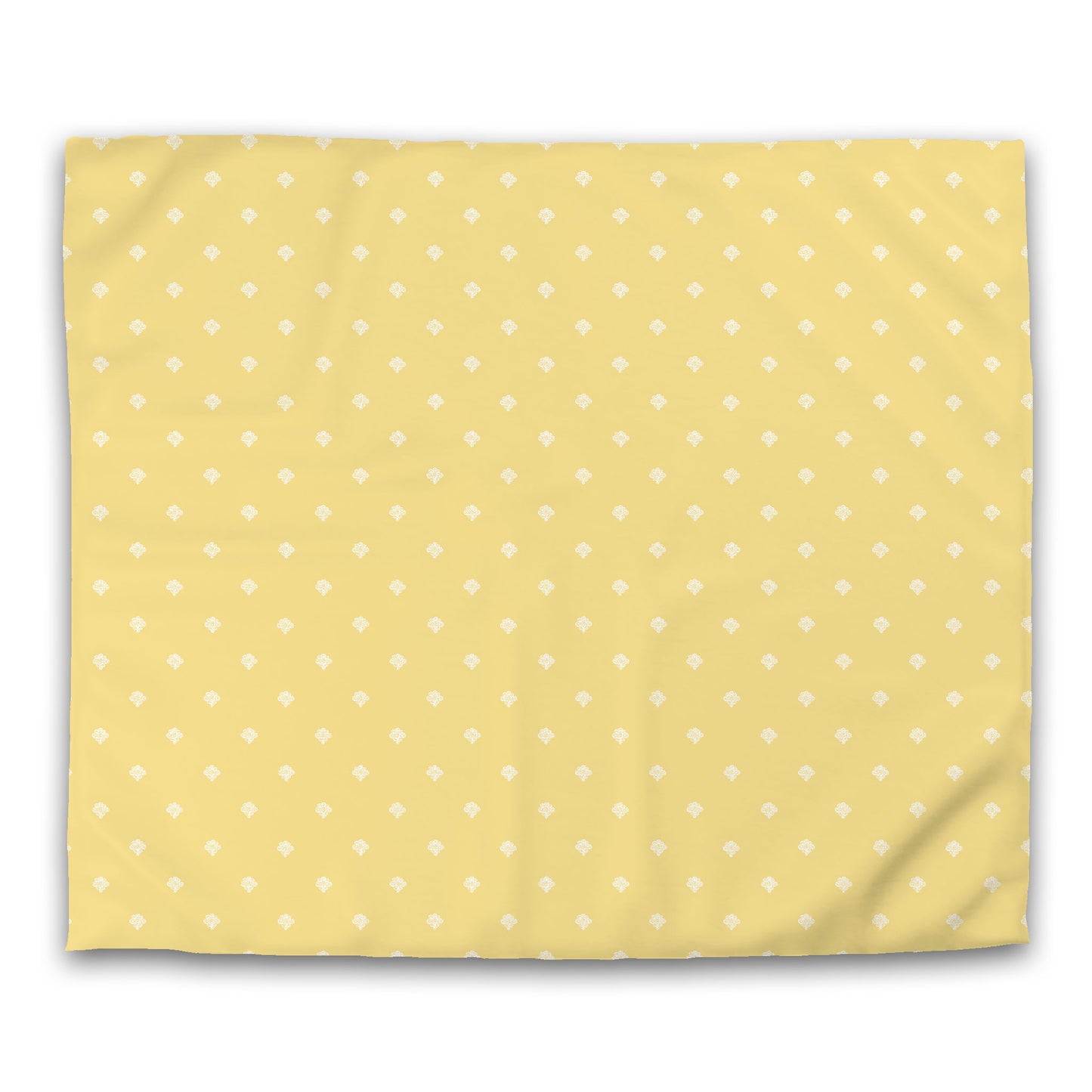 Yellow Microfiber Duvet Cover, White Hand-painted Swizzle Motif Print | MFDU-1381-172