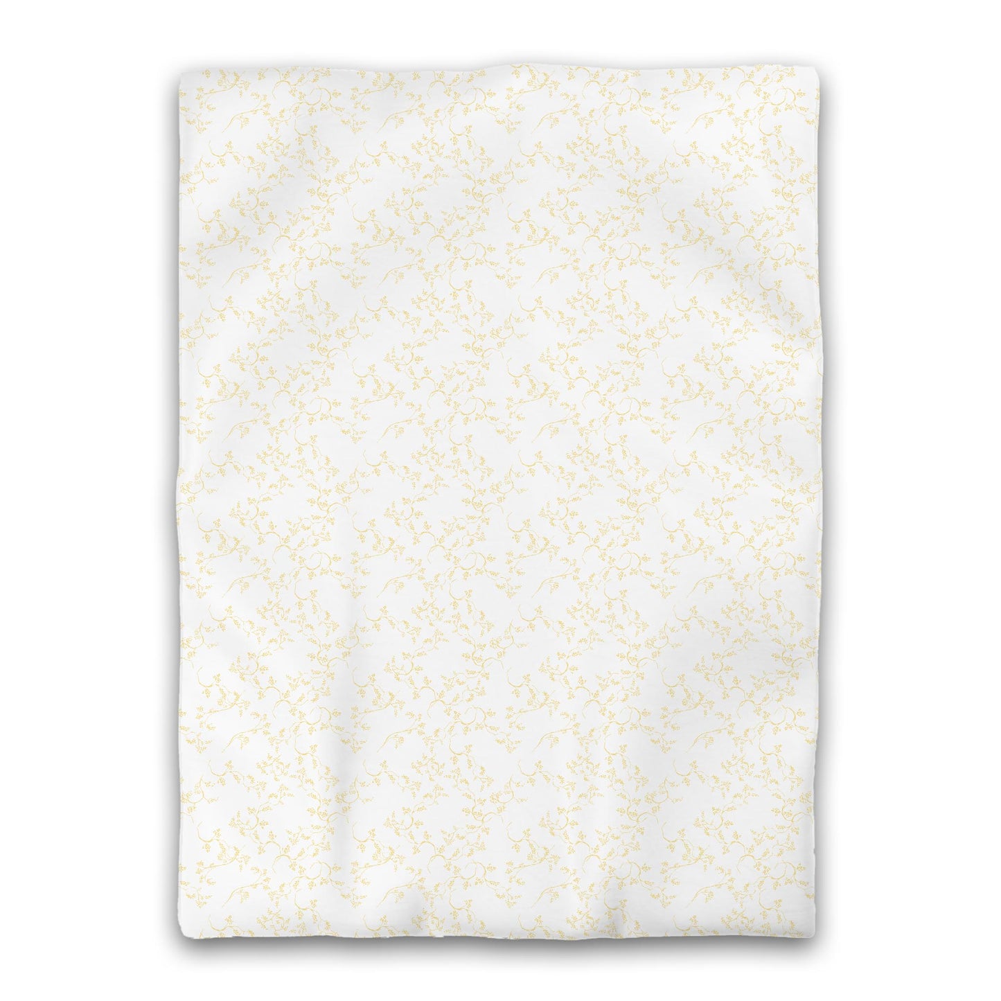 White Microfiber Duvet Cover, Yellow Hand-painted Vine Print, Twin XL (width x length) 68 x 92 inches / 173 x 234 cm