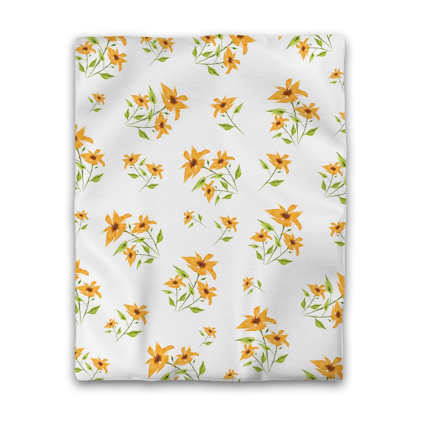 White Microfiber Duvet, Large Yellow-Orange Floral Print, Twin - 68 x 88 inches
