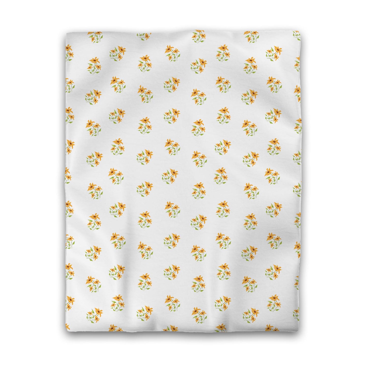 White Microfiber Duvet, Medium Yellow-Orange Floral Pattern, Twin - 68 x 88 inches