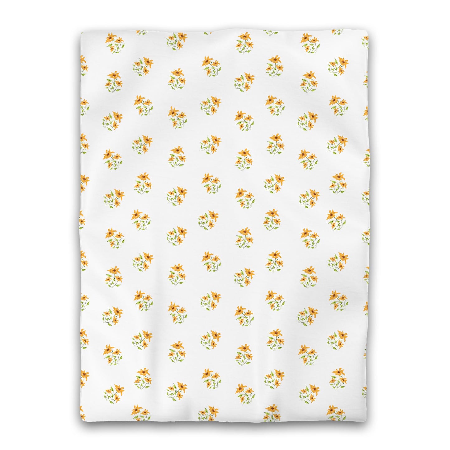 White Microfiber Duvet, Medium Yellow-Orange Floral Pattern, Twin XL - 68 x 92 inches