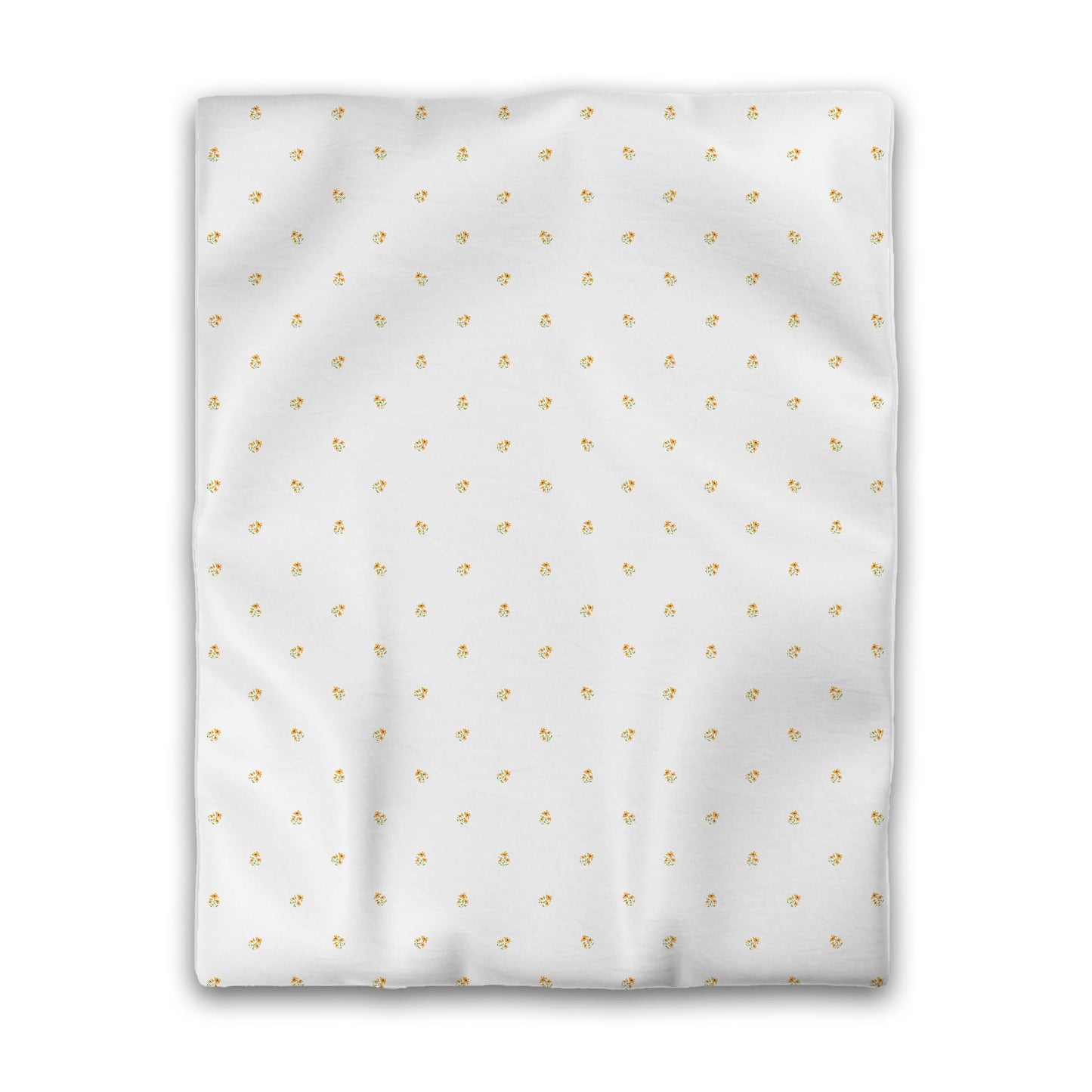 Off-White Cotton Sateen Duvet, Small Yellow-Orange Floral Pattern, Twin - 70 x 90 inches