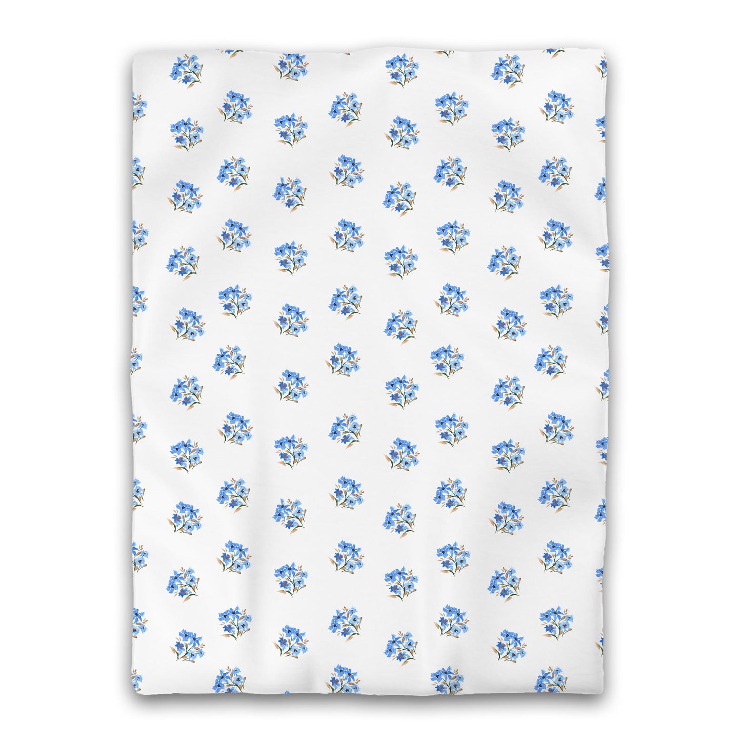 White Microfiber Duvet, Medium Blue Floral Pattern, Twin XL - 68 x 92 inches