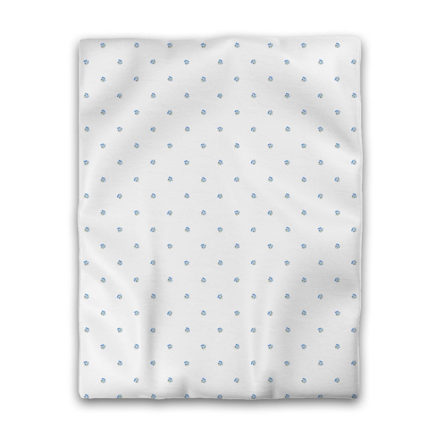White Microfiber Duvet, Small Blue Floral Pattern, Twin - 68 x 88 inches