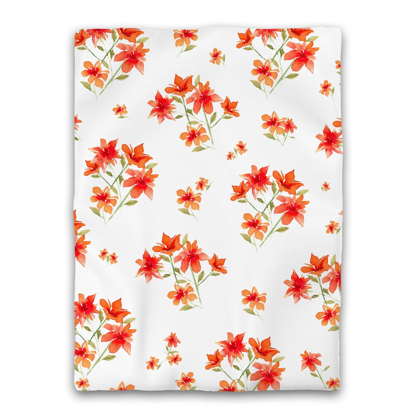 White Microfiber Duvet, Large Red Floral Print, Twin XL - 68 x 92 inches
