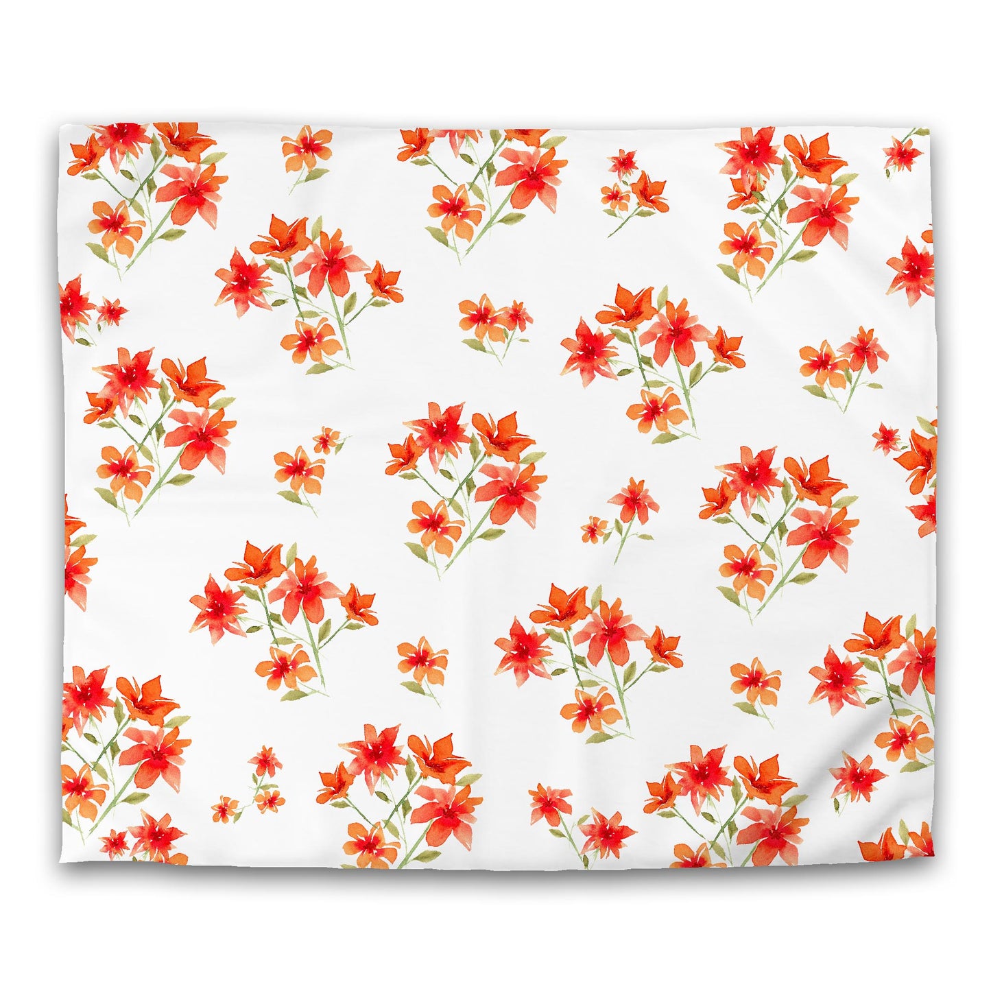 White Microfiber Duvet, Large Red Floral Print, King - 104 x 88 inches