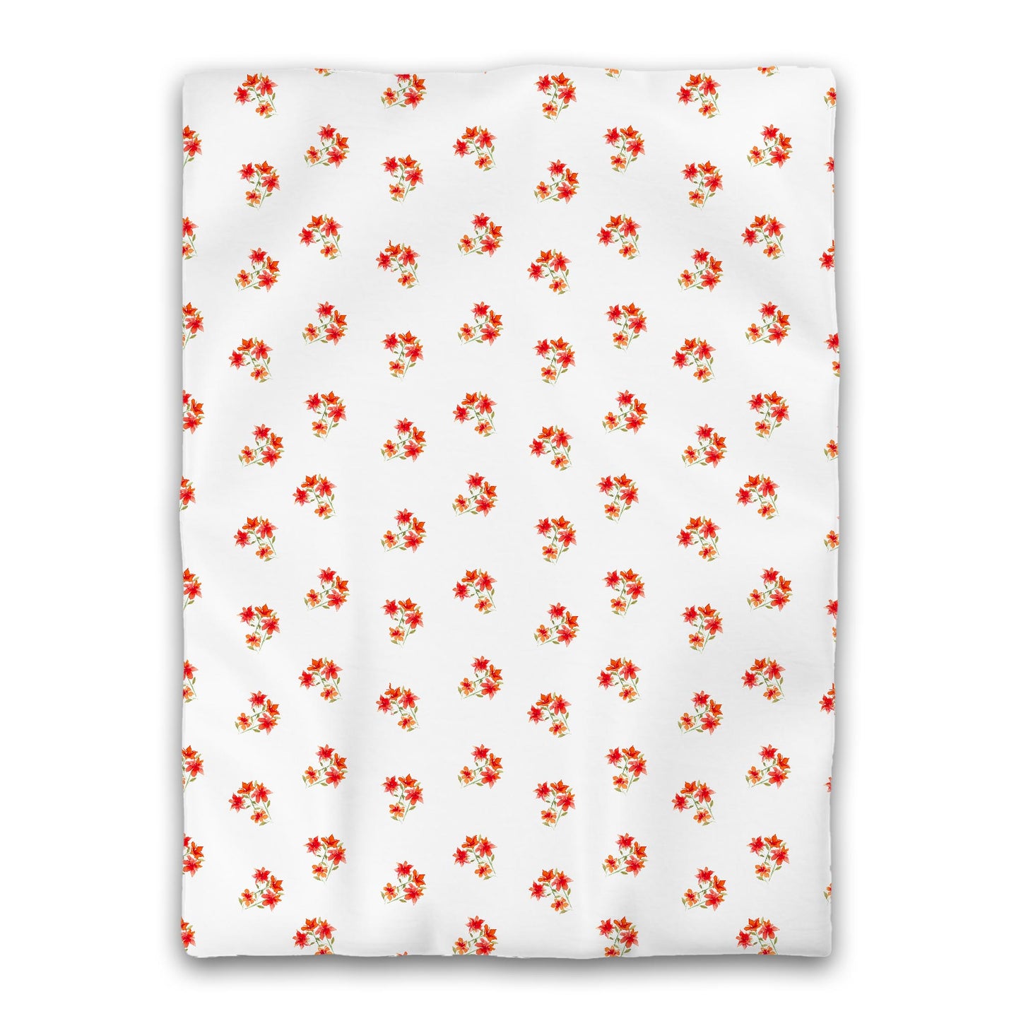 White Microfiber Duvet, Medium Red Floral Pattern, Twin XL - 68 x 92 inches