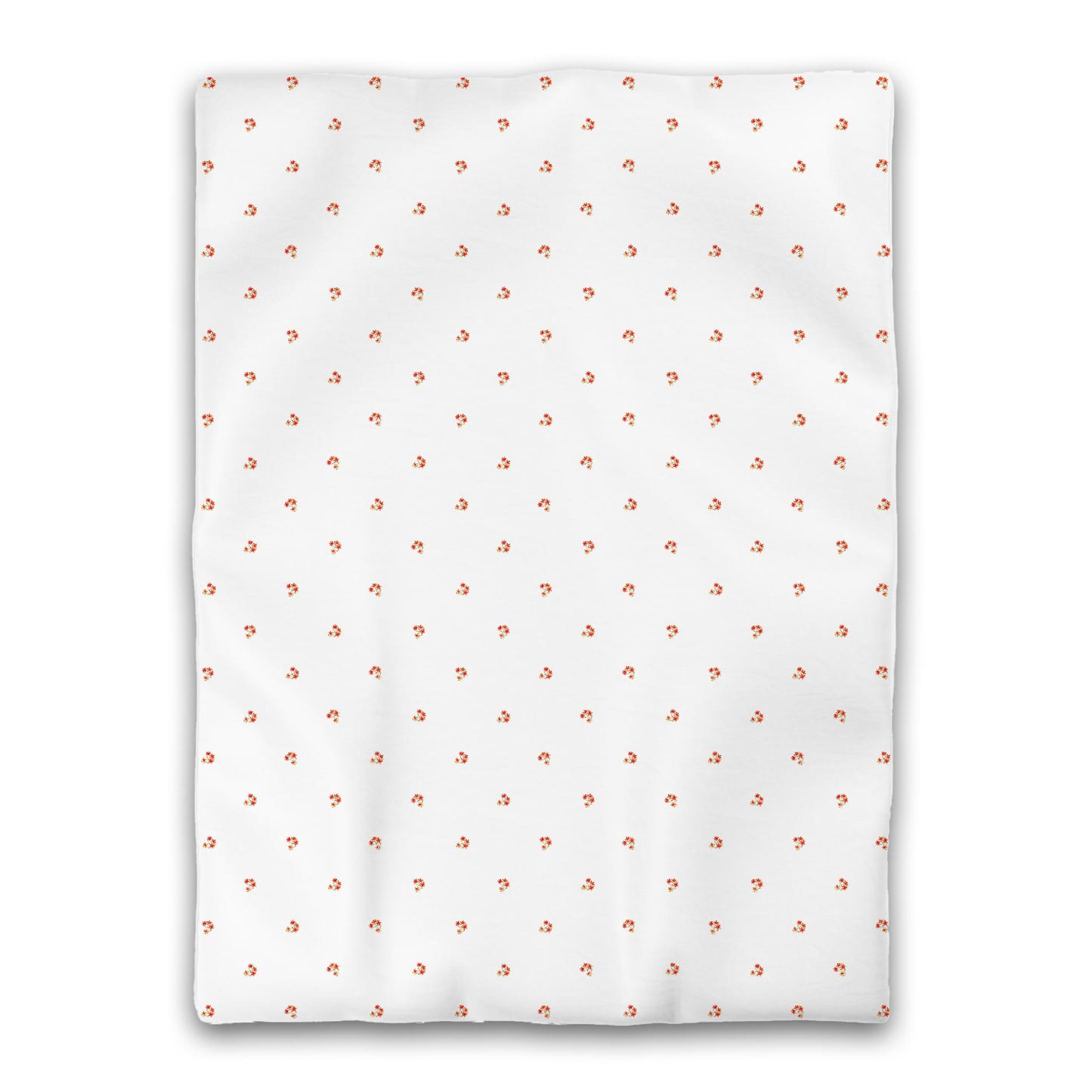 White Microfiber Duvet, Small Red Floral Pattern, Twin XL - 68 x 92 inches