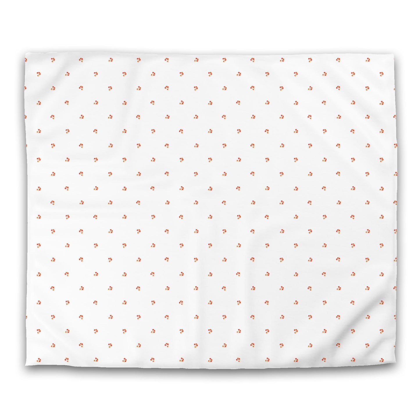 White Microfiber Duvet, Small Red Floral Pattern, King - 104 x 88 inches