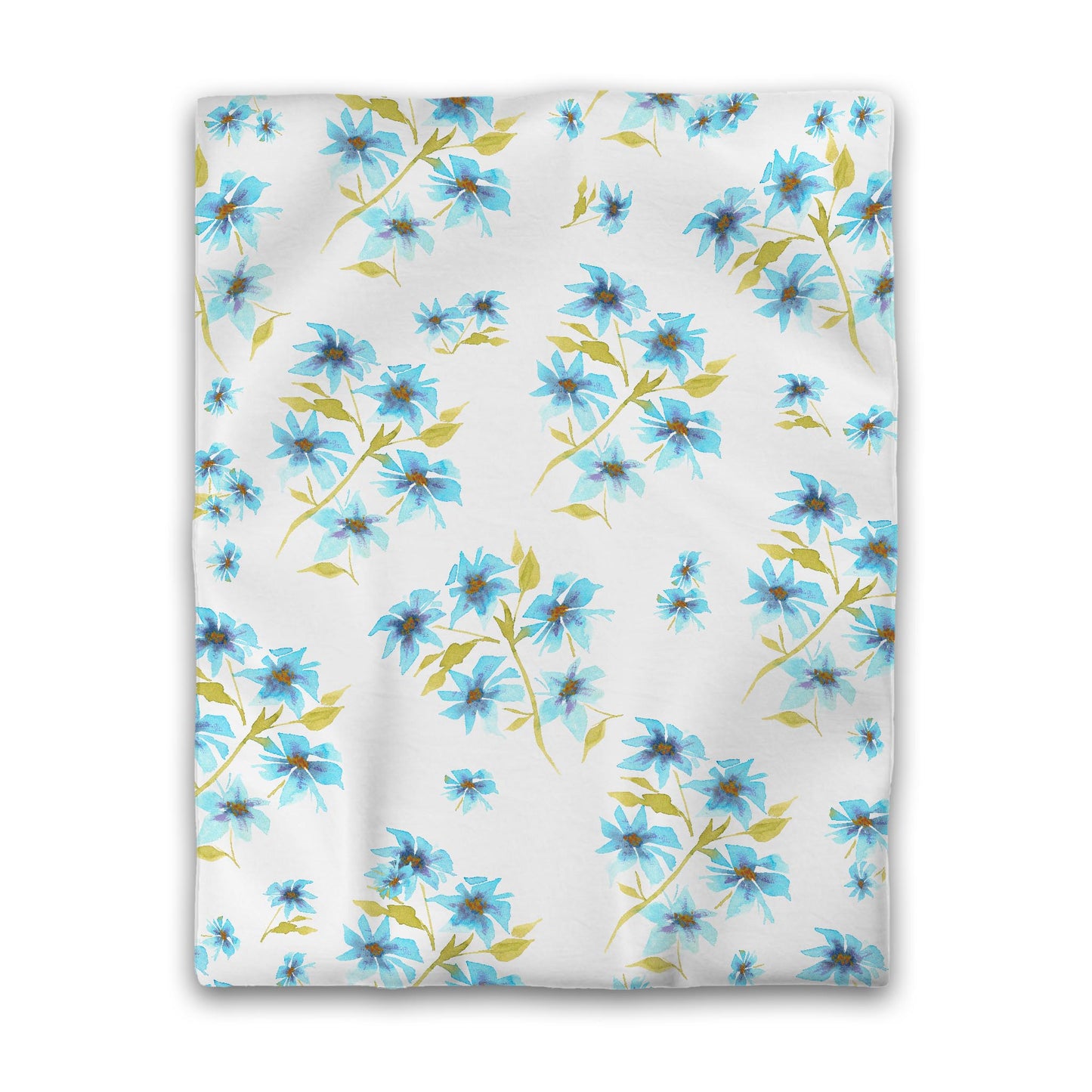 White Microfiber Duvet, Large Blue Floral Print, Twin - 68 x 88 inches