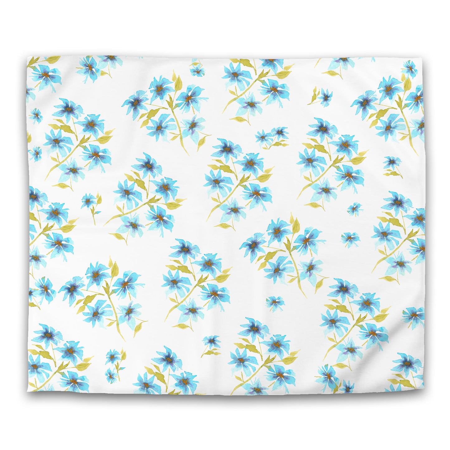 White Microfiber Duvet, Large Blue Floral Print, King - 104 x 88 inches