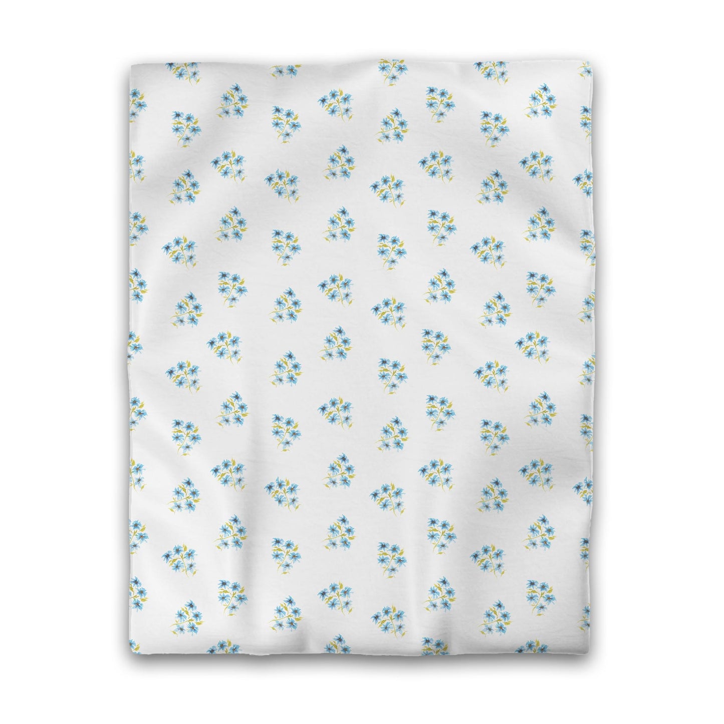 White Microfiber Duvet, Medium Blue Floral Pattern, Twin - 68 x 88 inches