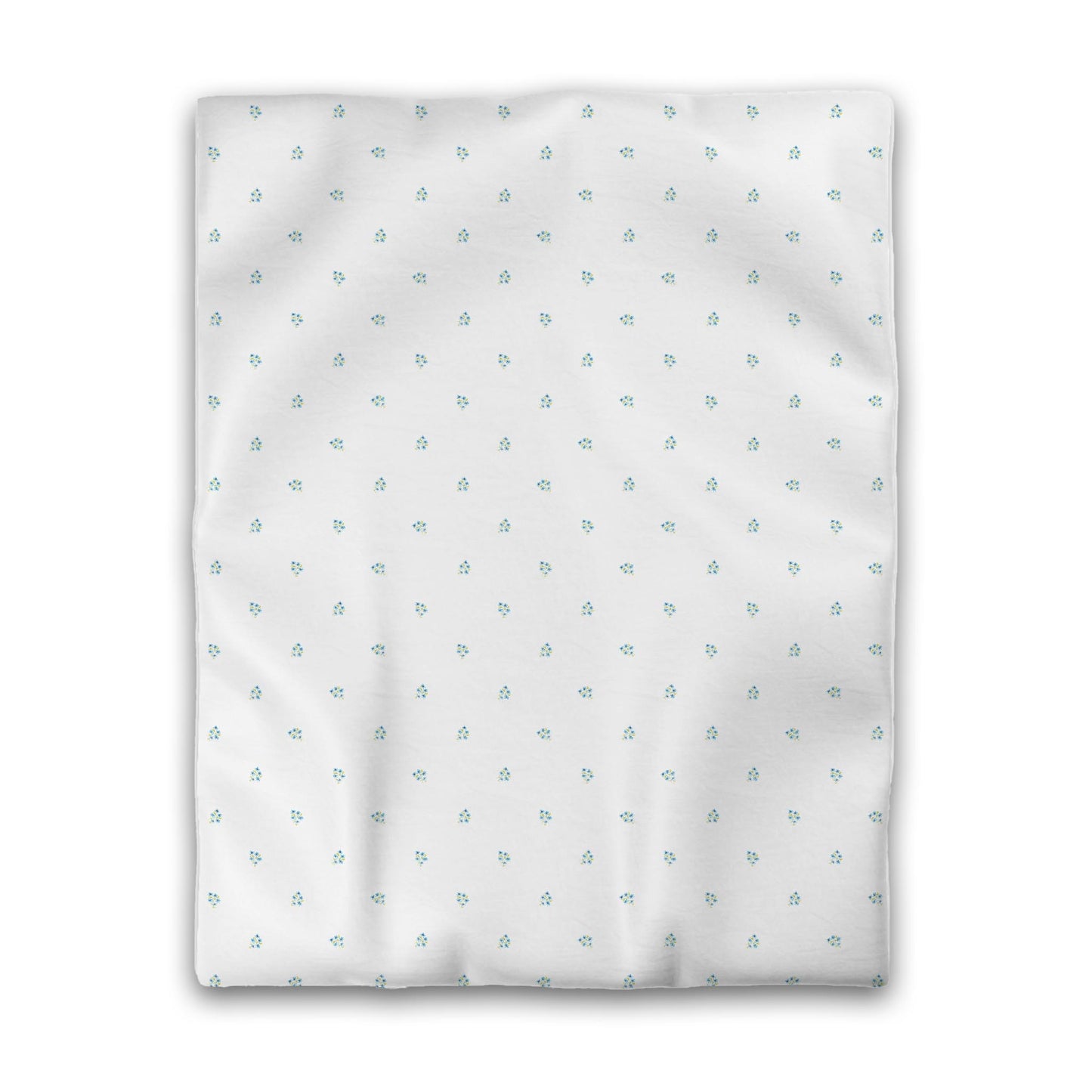 Off-White Cotton Sateen Duvet, Small Blue Floral Pattern, Twin - 70 x 90 inches