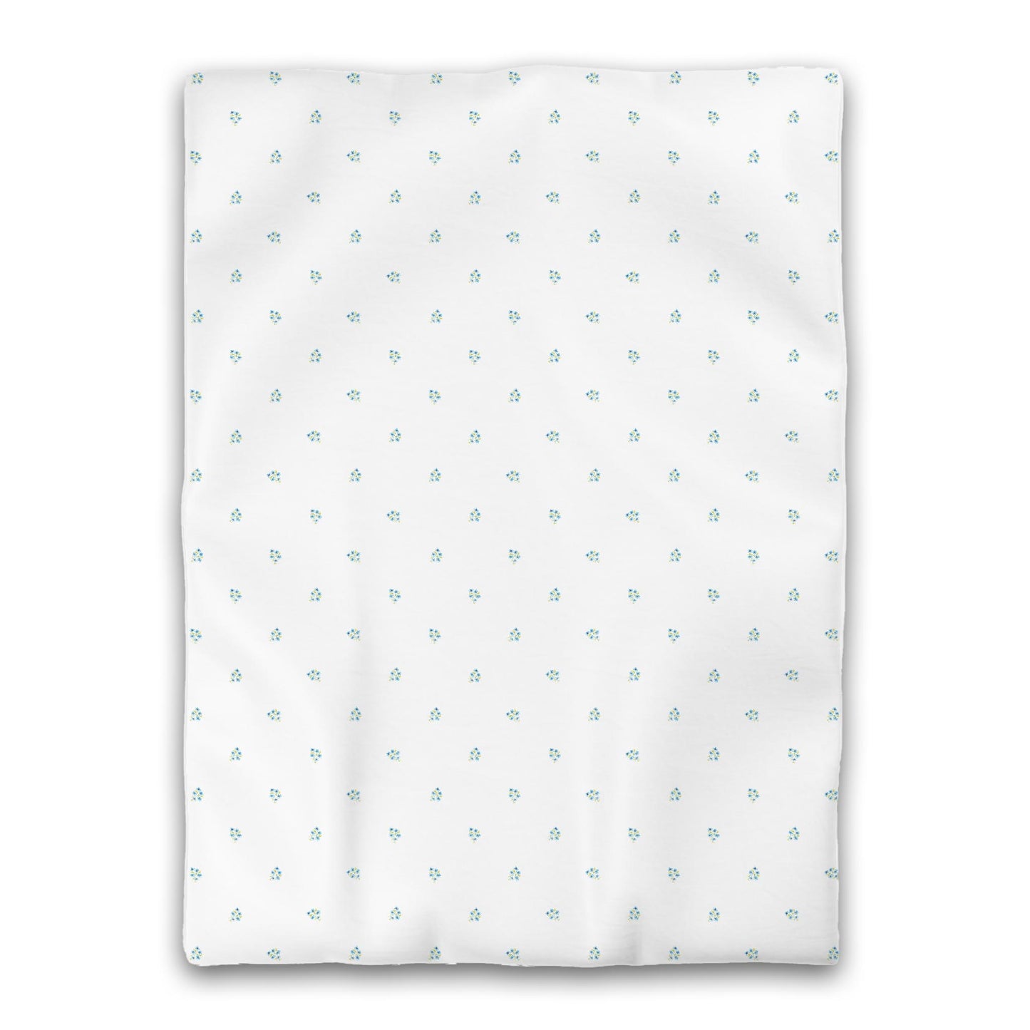 White Microfiber Duvet, Small Blue Floral Pattern, Twin XL - 68 x 92 inches