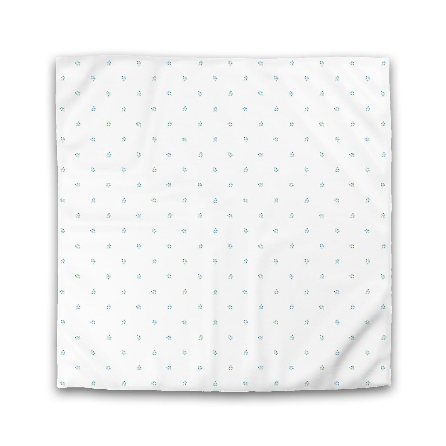 Off-White Cotton Sateen Duvet, Small Blue Floral Pattern, Double - 81 x 81 inches